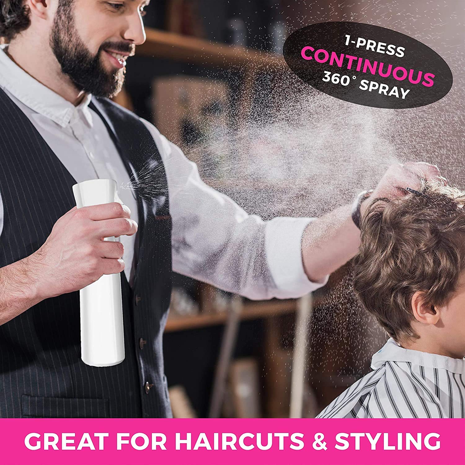 Alpree Hair Spray Bottle Continuous Water Mister Bottle Empty Ultra Fine for Hair Styling, Pets, Plants, Cleaning, Misting & Skin Care, Salons, for Taming Hair in Morning, Curly Hair, Essential Oil - Image 3