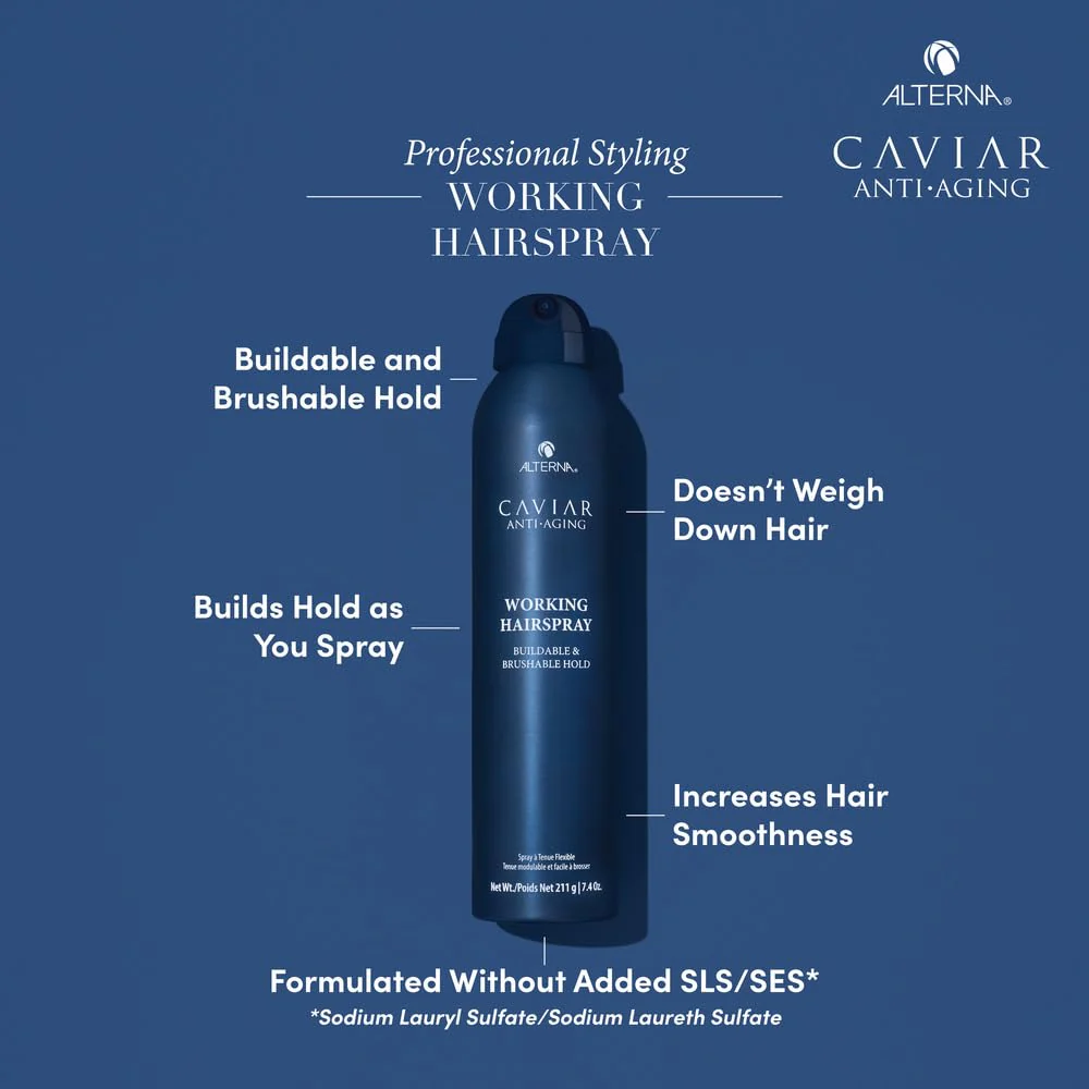 Alterna Caviar Anti-Aging Professional Styling Working Hair Spray | Ultra-dry, Brushable | Helps Control Frizz & Adds Shine | Sulfate Free | Nutmeg - Image 4