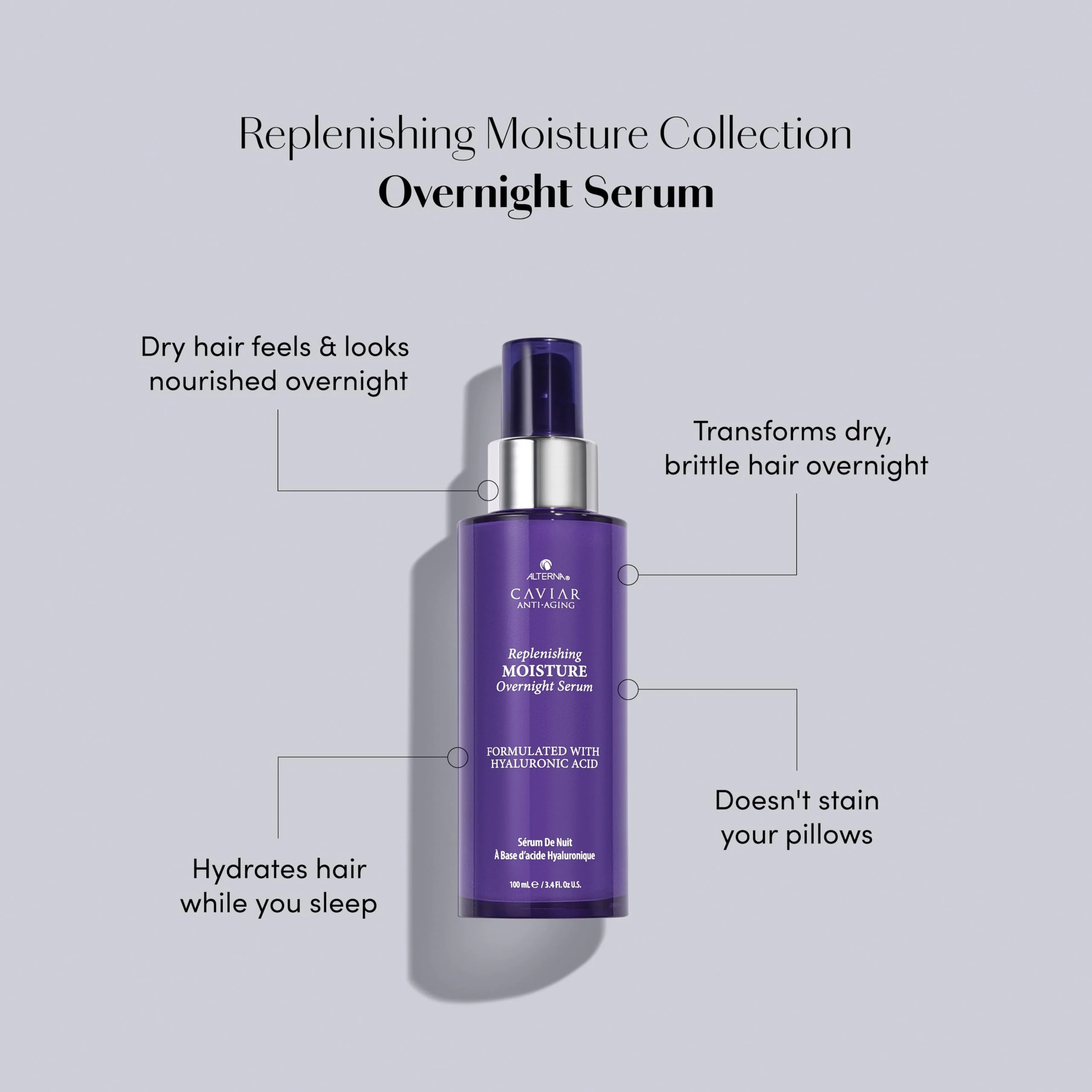 Alterna Caviar Anti-Aging Replenishing Moisture Overnight Serum 3.4oz | Leave In Hair Treatments for Dry, Damaged Hair |Nourishes, Restores with Humidity & Heat Protection - Image 2