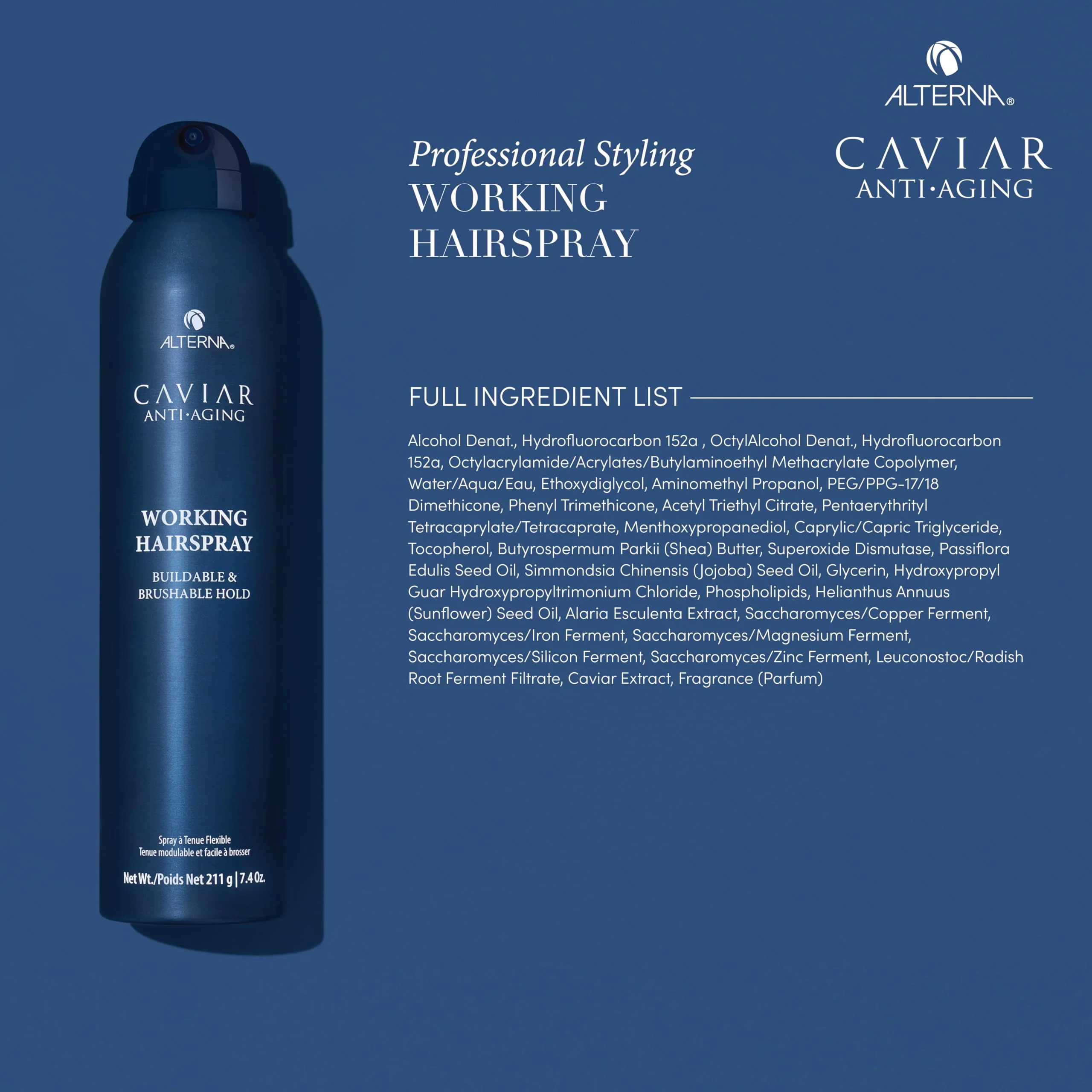 Alterna Caviar Working Hairspray | Buildable, Brushable Hold | Helps Control Frizz & Adds Shine | Sulfate Free, 7.4 Fl Oz (Packaging May Vary) - Image 4