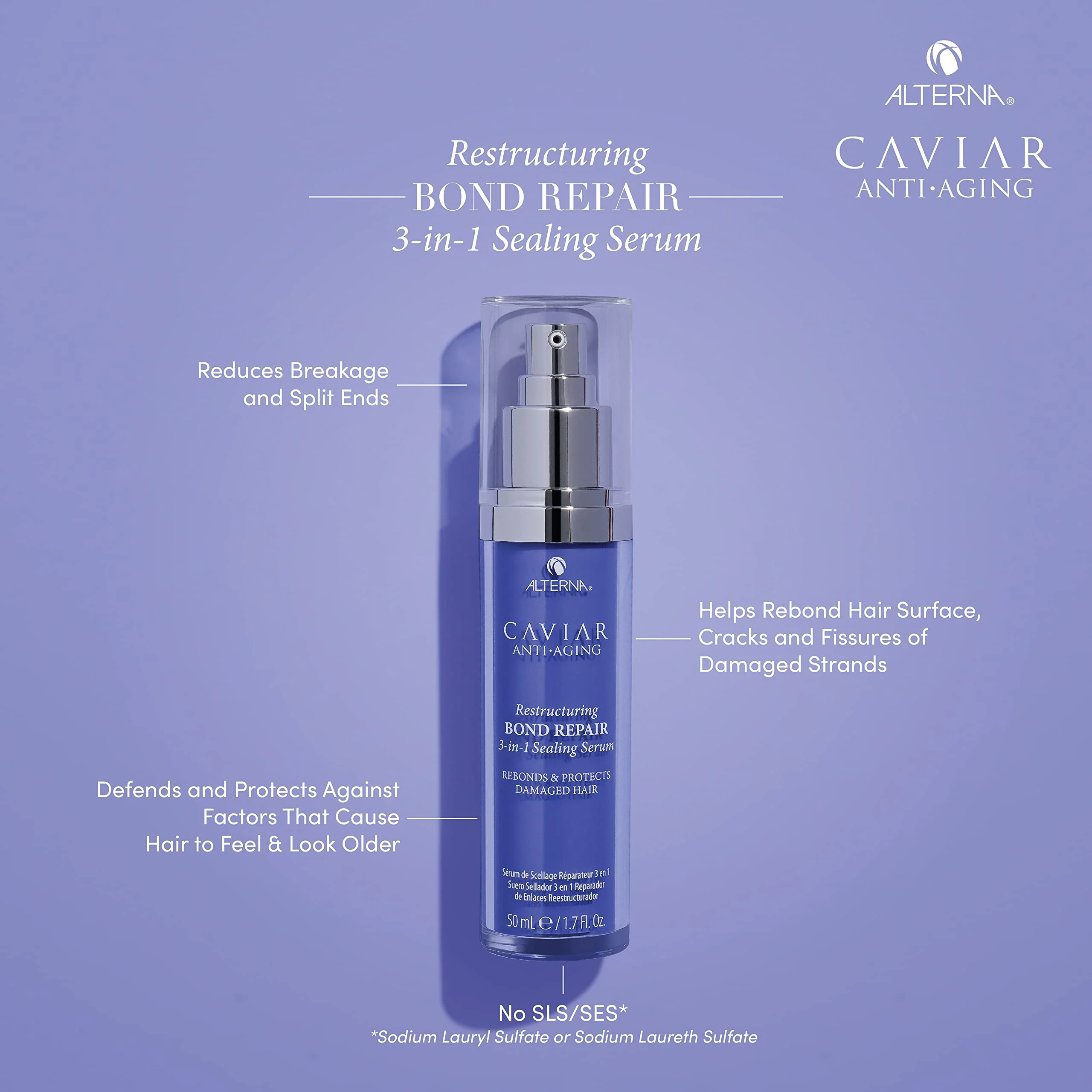 Alterna Haircare CAVIAR Anti-Aging Restructuring Bond Repair 3-in-1 Sealing Serum, Rebonds and Protects Damaged Hair,1.7 Fl Oz - Image 2