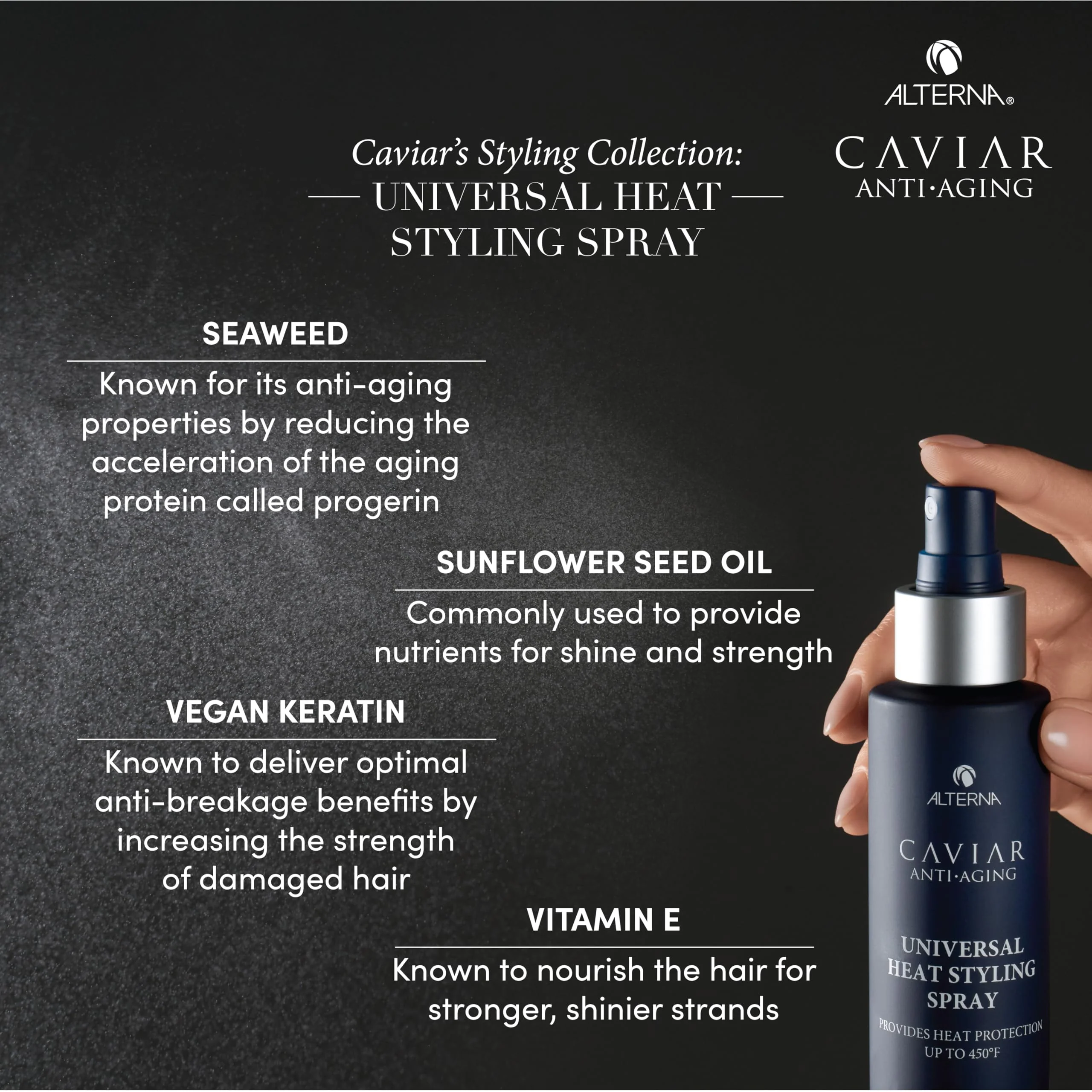 Alterna Haircare CAVIAR Anti-Aging Universal Heat Styling Spray 4.2 Fl Oz | Heat Protectant for Wet or Dry Hair | Detangles, Smooths, and Softens | Eliminates Frizz, Resists Humidity | All Hair Types - Image 6