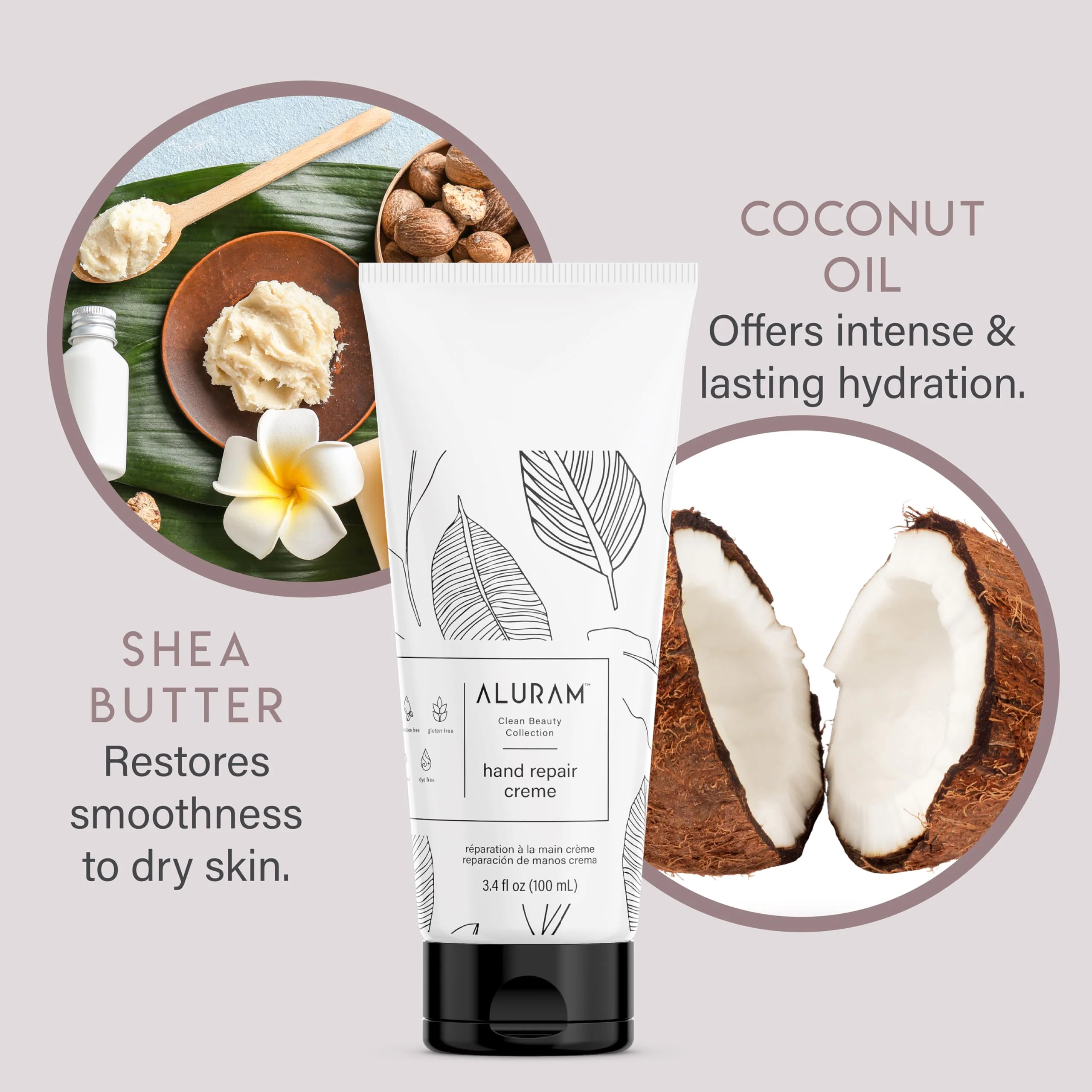 ALURAM Hand Repair Creme, Shea Butter & Coconut Oil Moisturizing Lotion for Soft, Smooth Hands 3.4 Fl Oz - Image 5