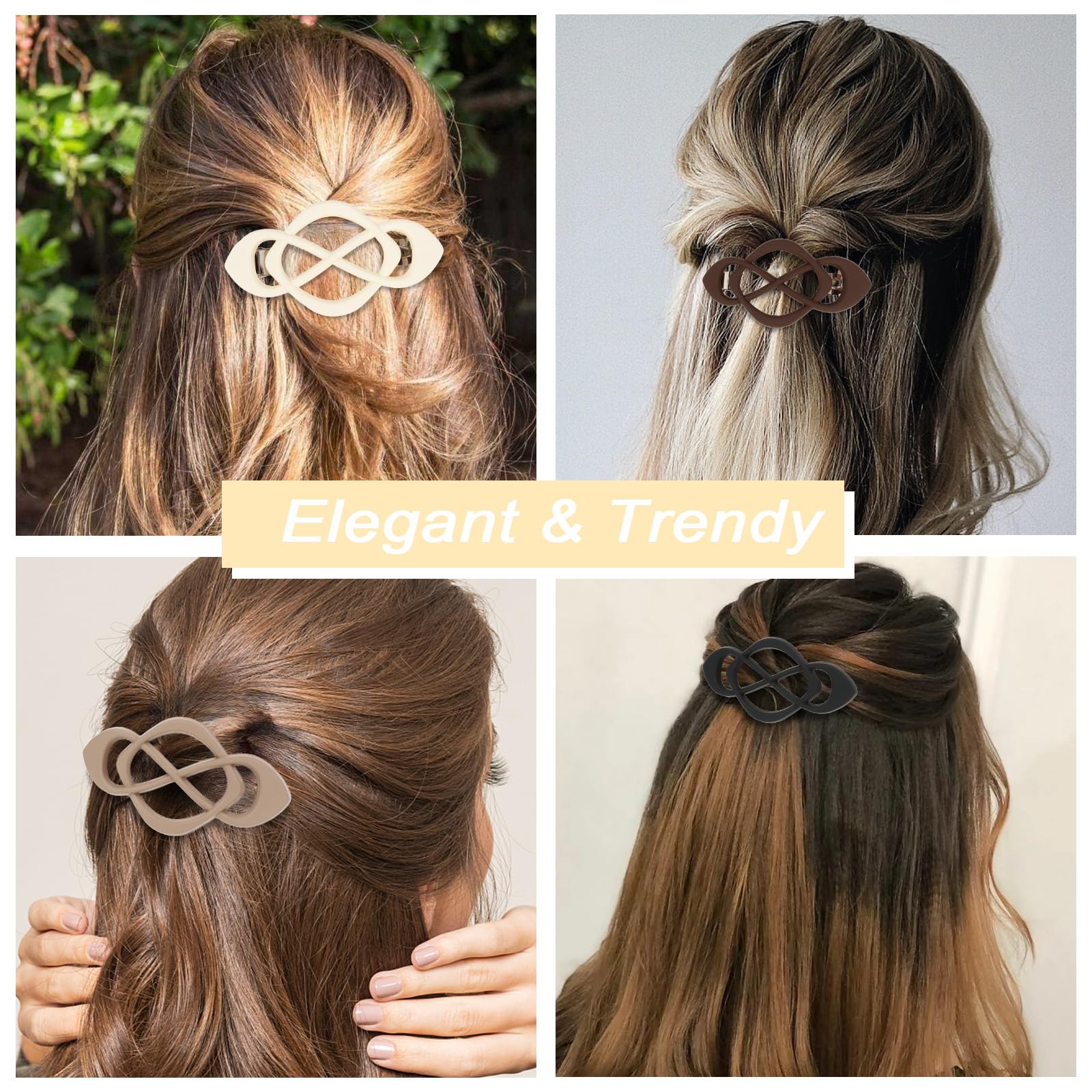 Amariver 4packs Hair Clips French Hair Barrettes for Women Beige Khaki Brown Black Accessories for Women Girls - Image 3