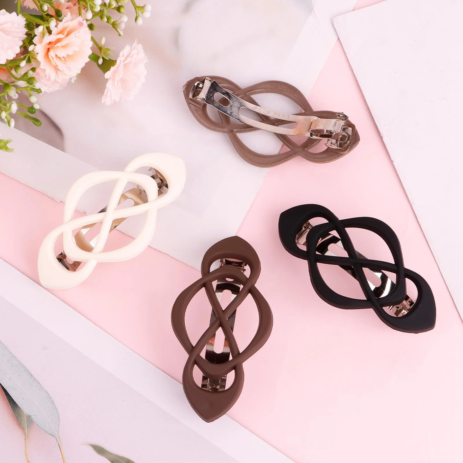 Amariver 4packs Hair Clips French Hair Barrettes for Women Beige Khaki Brown Black Accessories for Women Girls - Image 4