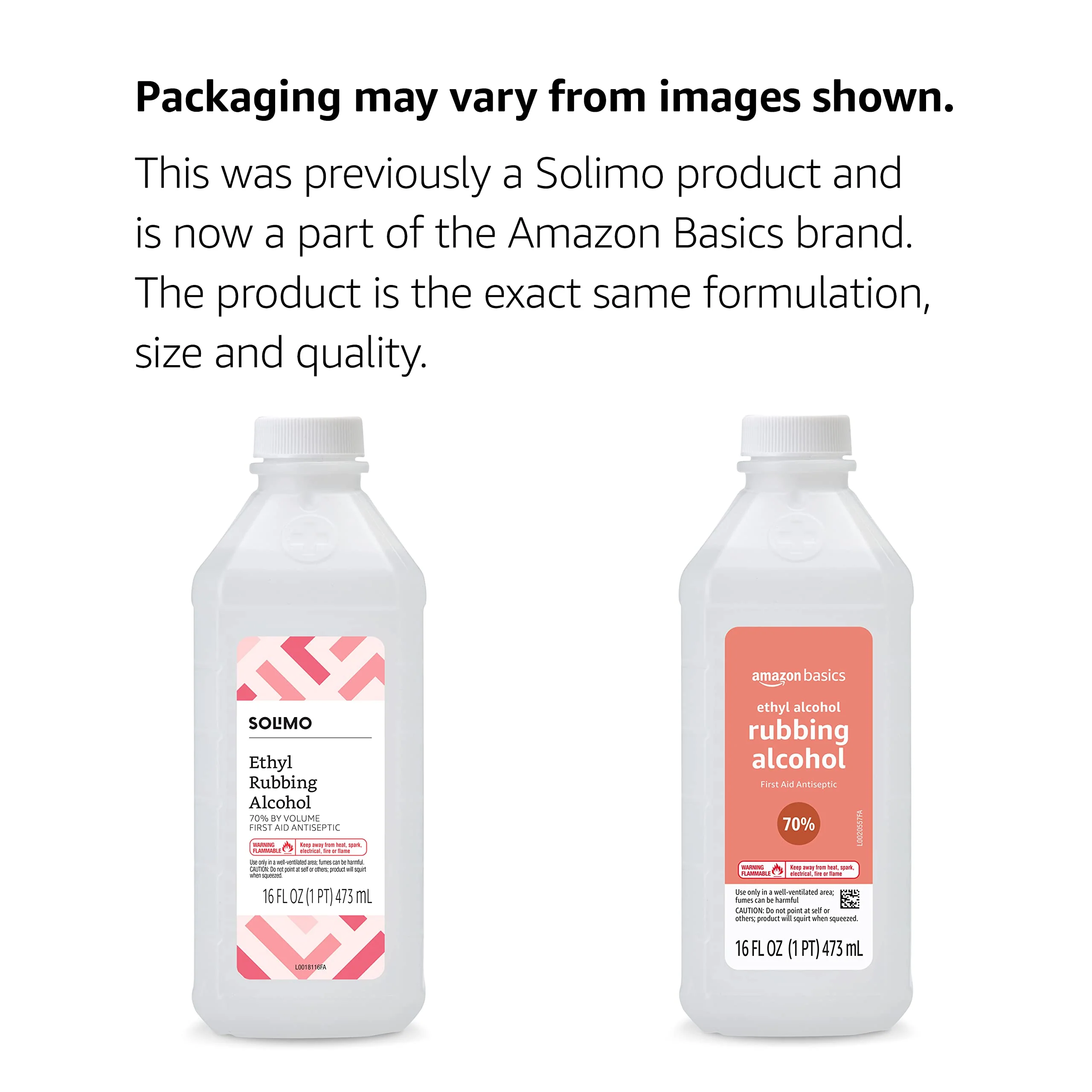 Amazon Basics 70% Ethyl Rubbing Alcohol First Aid Antiseptic for Cuts, Scrapes and Burns, Unscented, 16 fl oz (Previously Solimo) - Image 2
