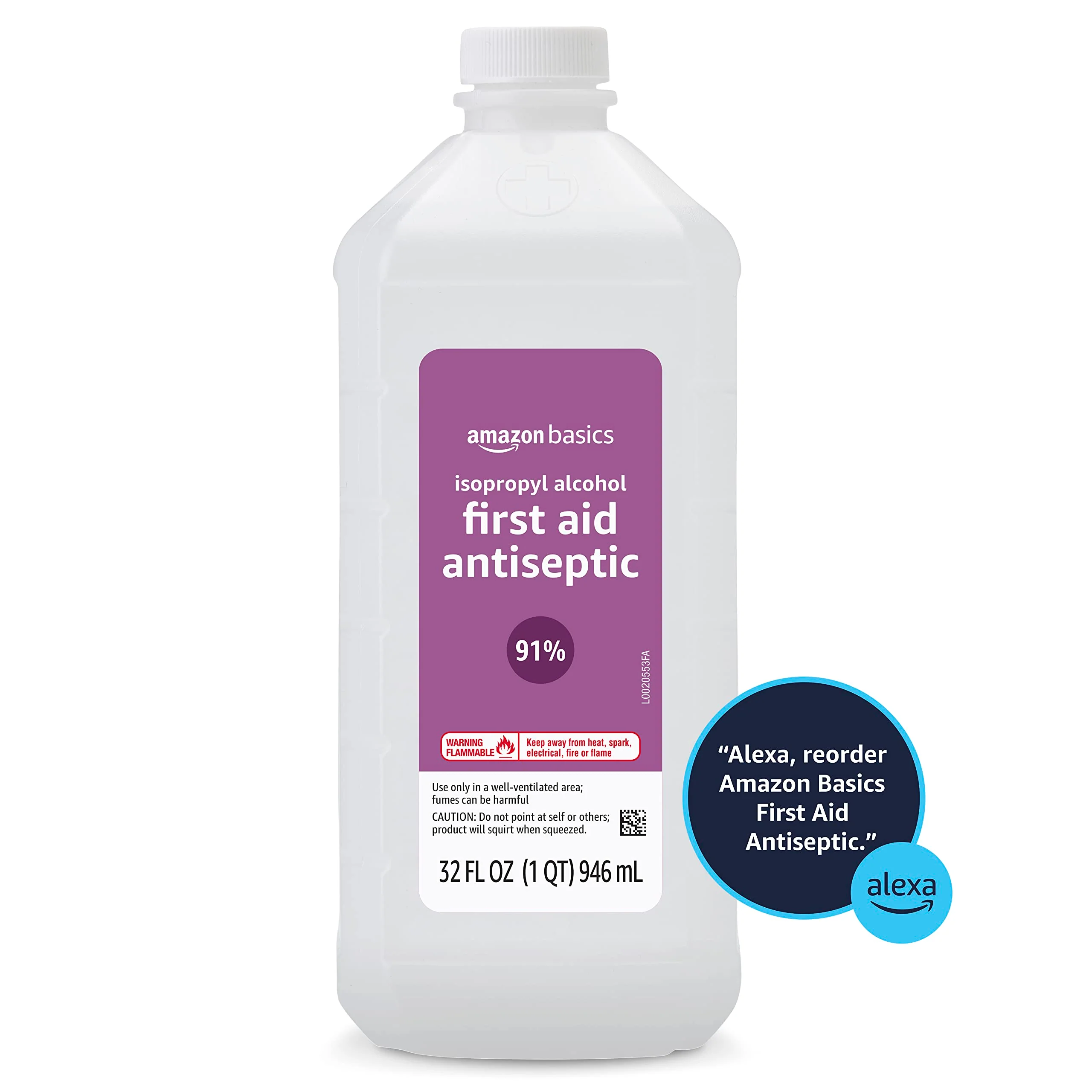 Amazon Basics Isopropyl Alcohol 91% First Aid Antiseptic, Multipurpose Disinfectant for Minor Cuts and Scrapes, Unscented, 32 fl oz Bottle, Pack of 1 (Previously Solimo) - Image 4