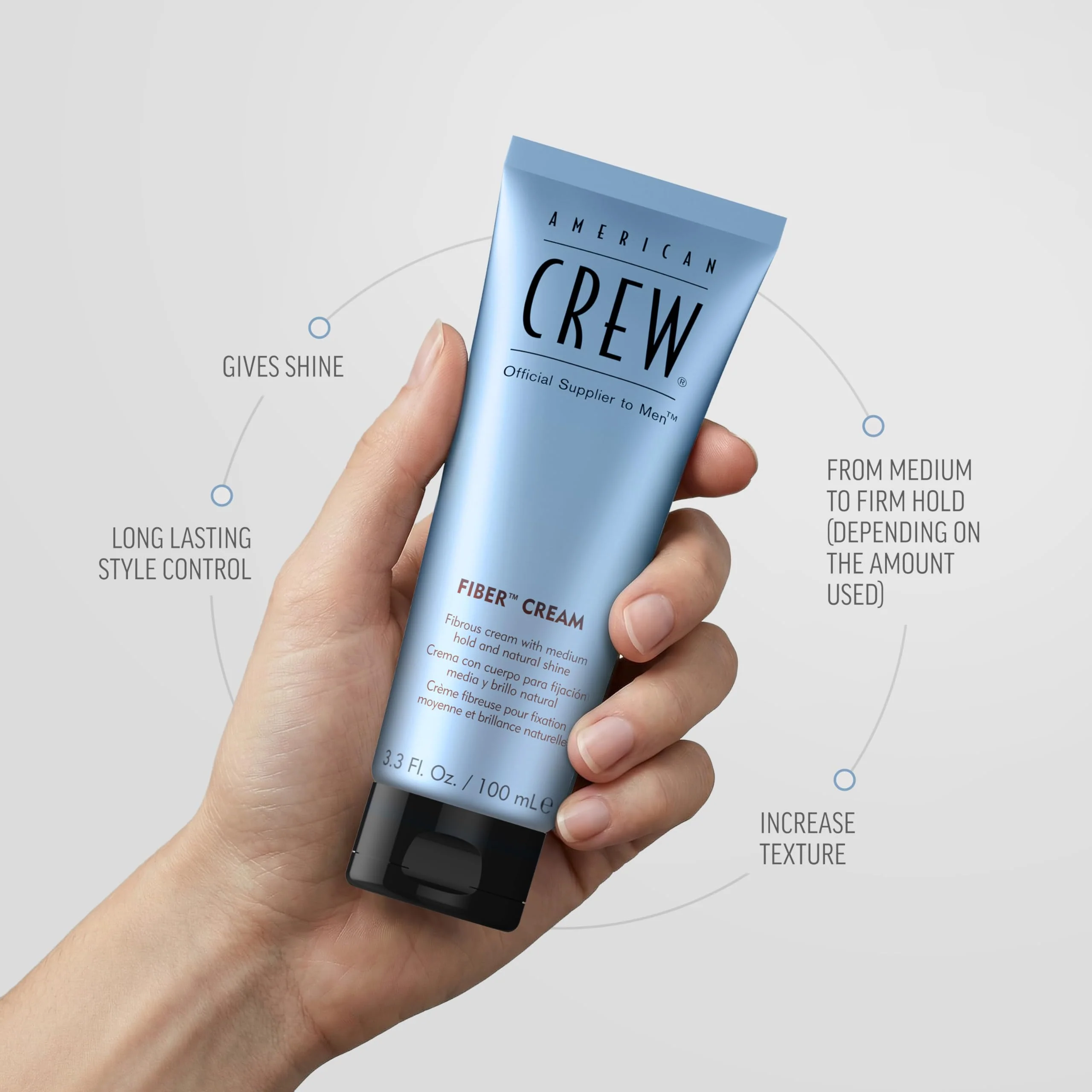 American Crew Men's Fiber Cream, Like Hair Gel with Medium Hold & Natural Shine, 3.3 Fl Oz - Image 4