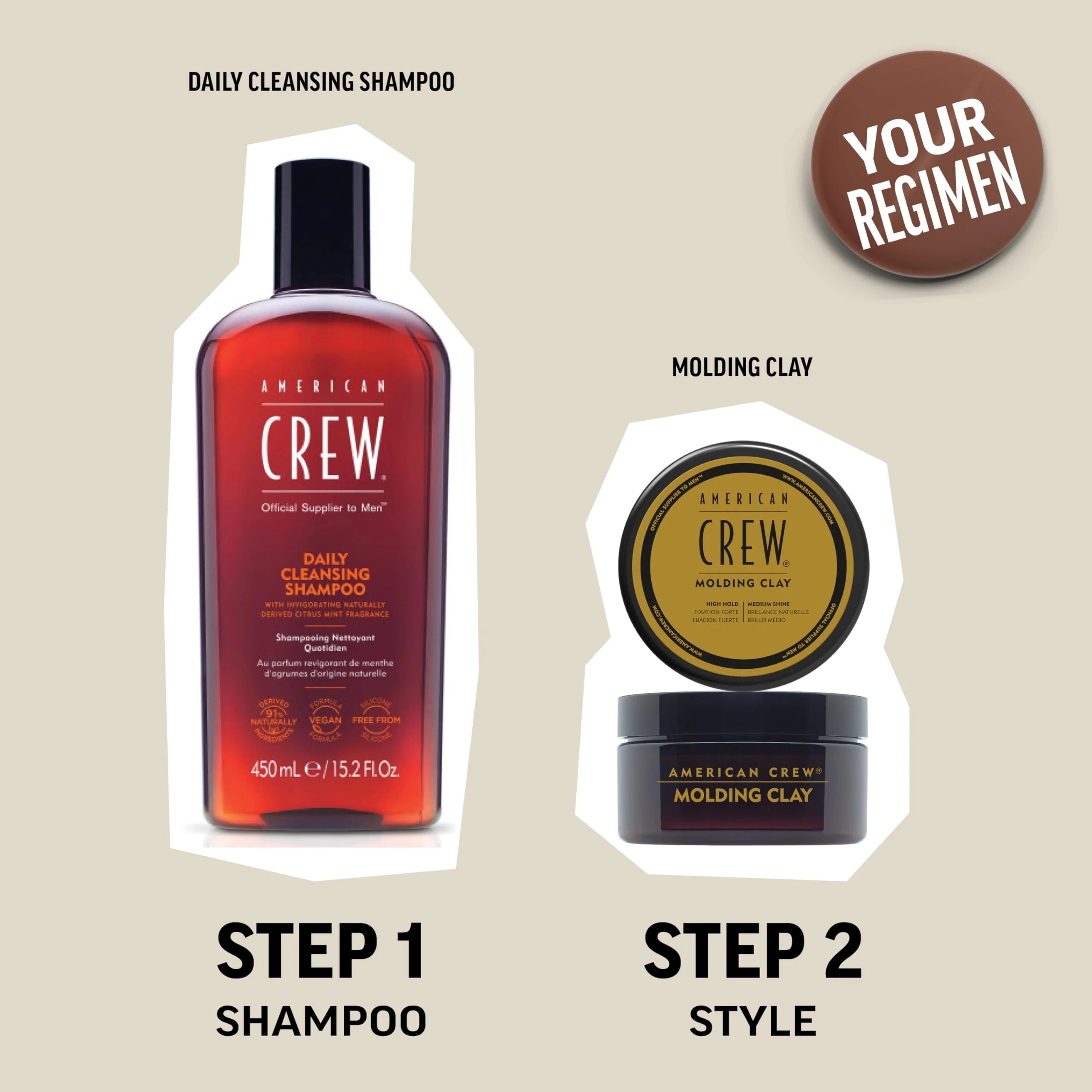 American Crew Men's Hair Molding Clay, Like Styling Gel with Strong Hold & Medium Shine, 3 oz - Image 7