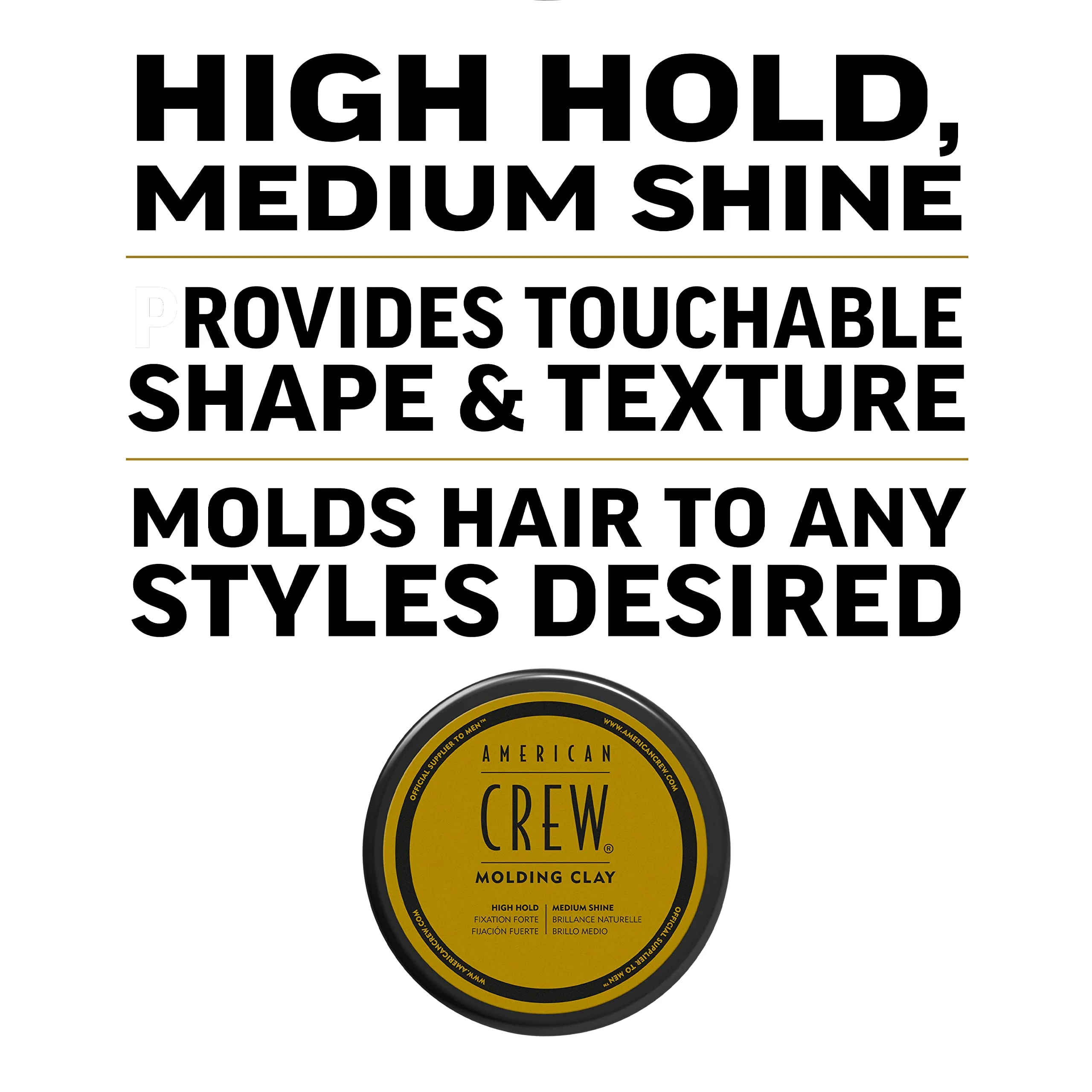 American Crew Men's Hair Molding Clay (OLD VERSION), Like Hair Gel with High Hold with Medium Shine, 3 Oz (Pack of 1) - Image 4