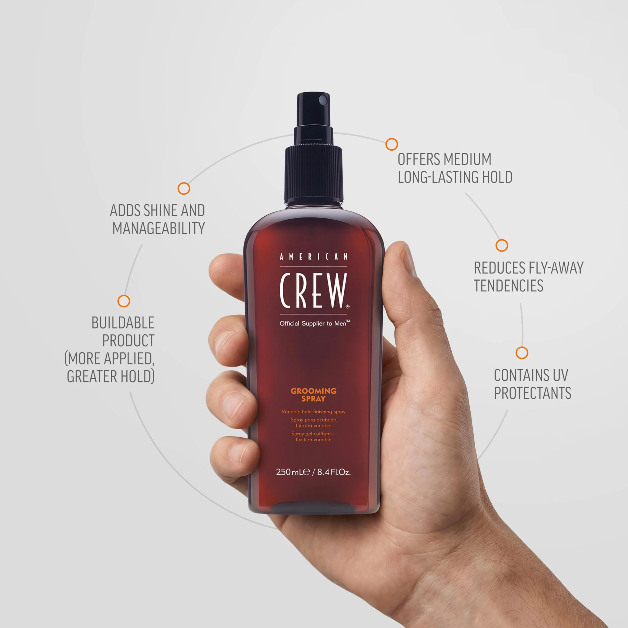 American Crew Men's Hair Spray, Variable Hold Grooming Styling Product, 8.45 Fl Oz - Image 4