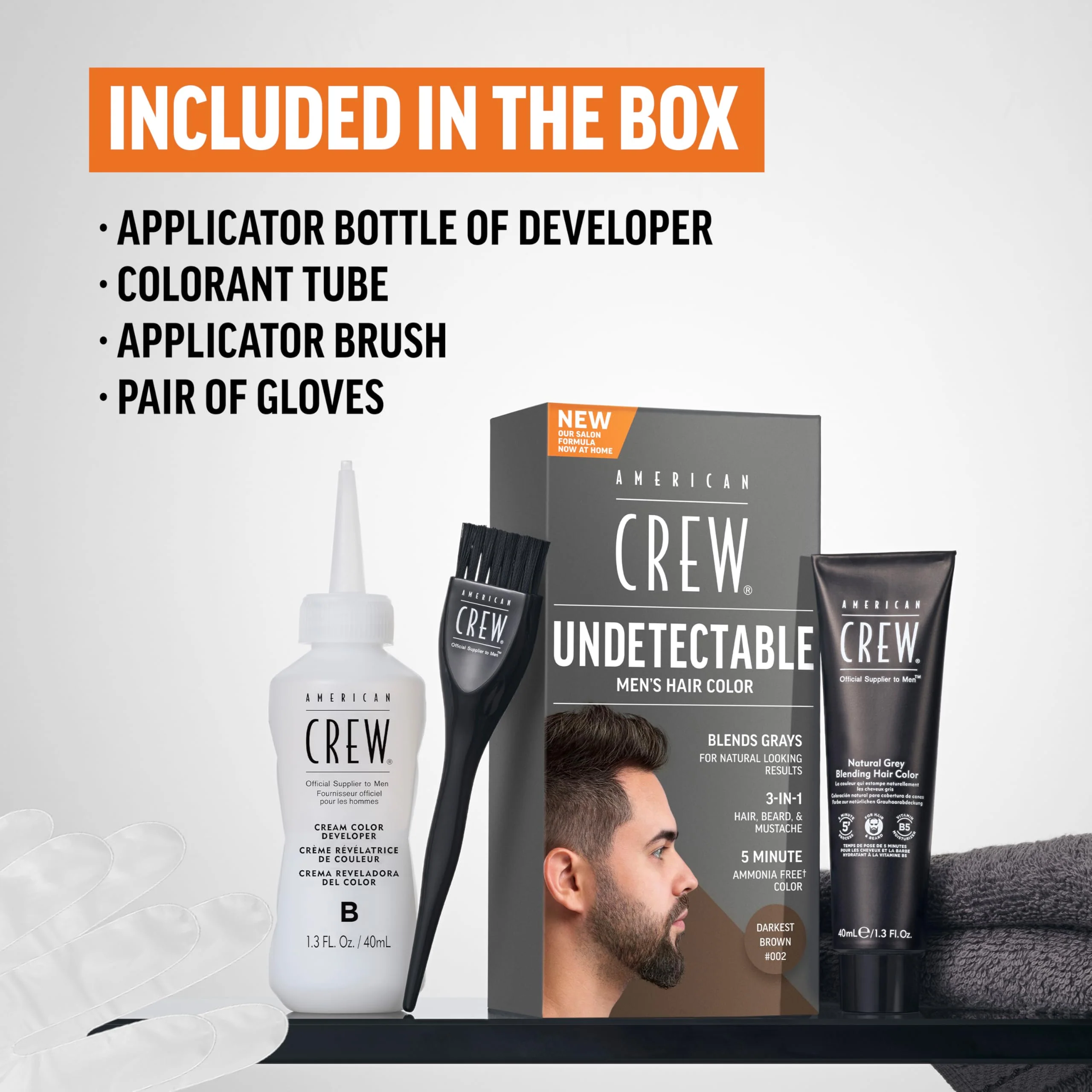 American Crew Undetectable Men's Hair Color | Black Demi-Permanent Hair Dye | Natural-Looking Gray Coverage for Men, 001 Black, 1 pack - Image 4