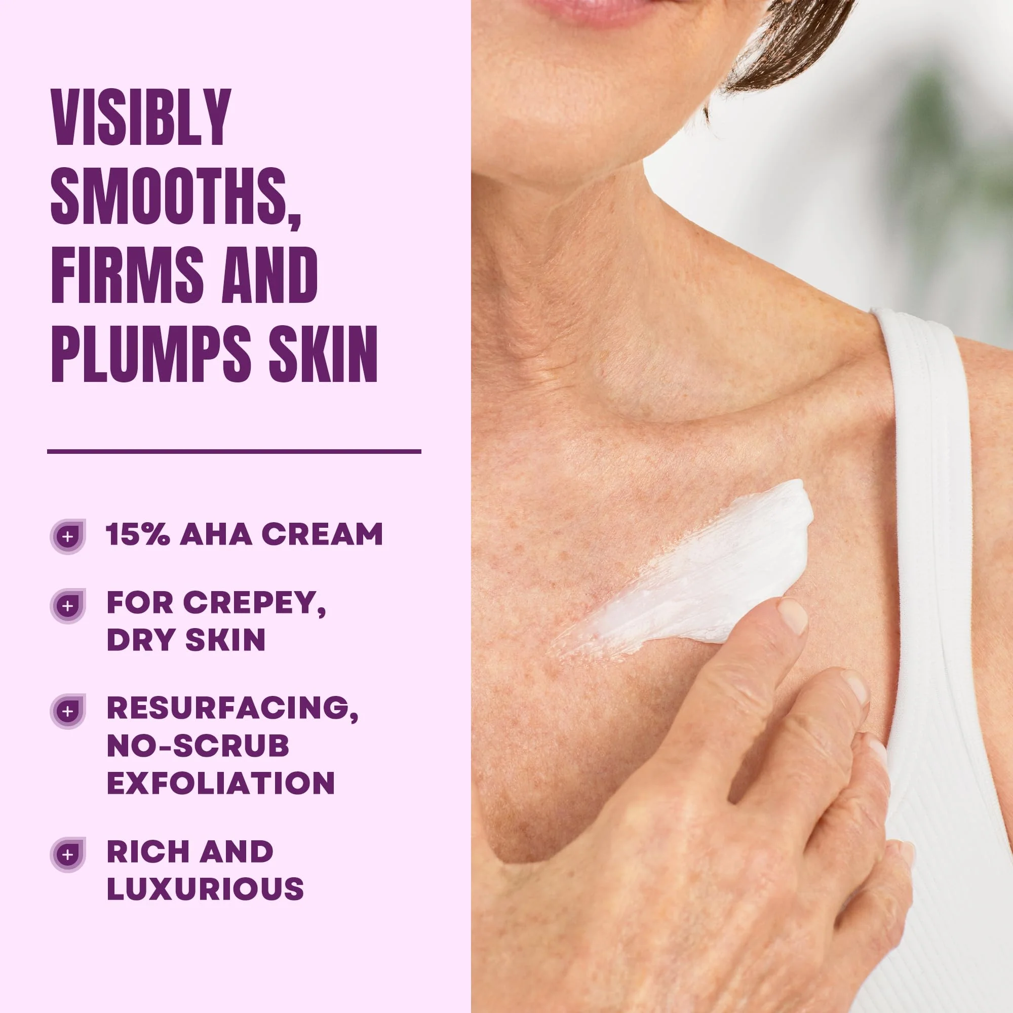 AmLactin Crepe Firming Cream - Therapeutic Skin Tightening Cream for Body – No-Scrub Exfoliator and Moisturizer, Skin Care with 15% Lactic Acid AHA, 12 oz (Packaging May Vary) - Image 2