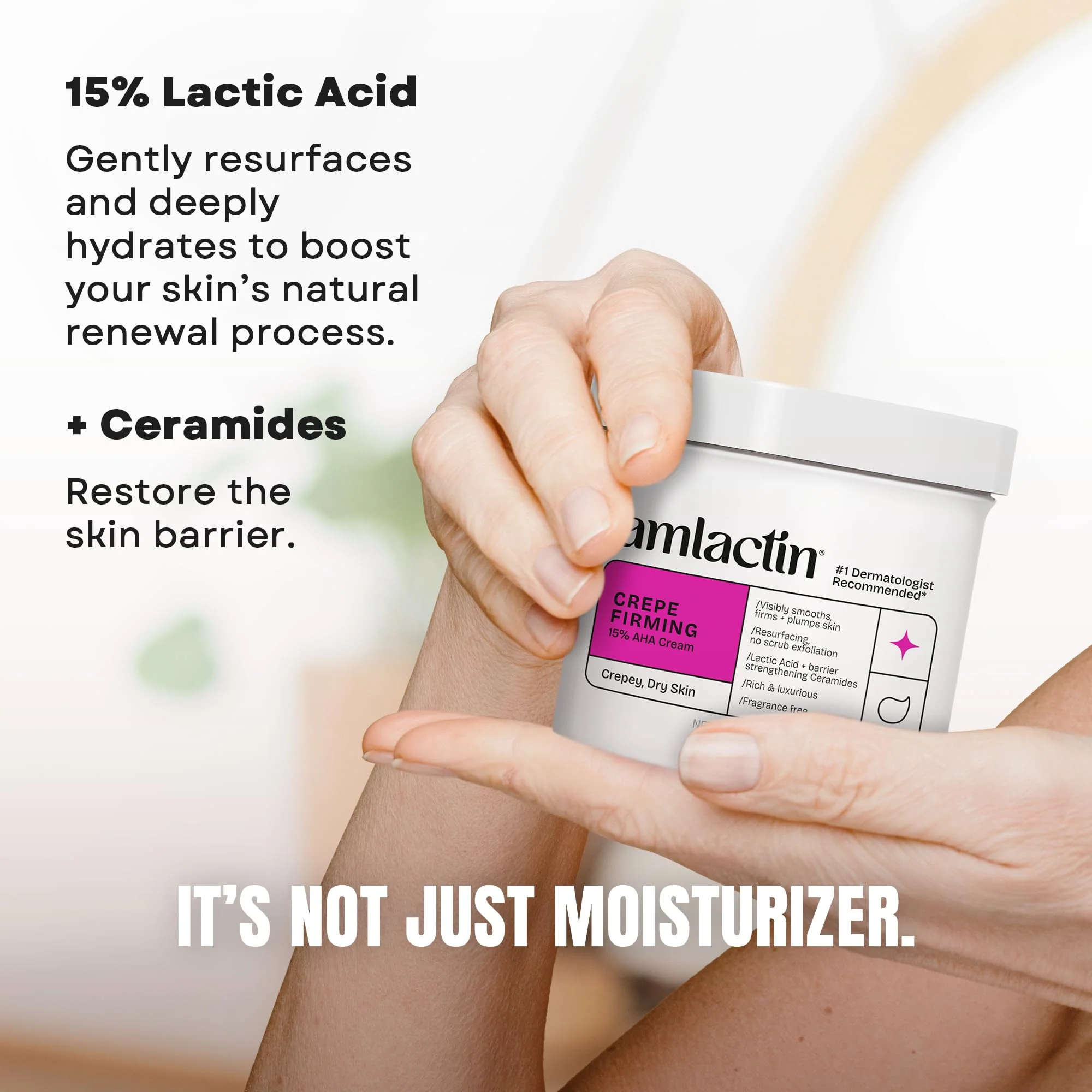 AmLactin Crepe Firming Cream - Therapeutic Skin Tightening Cream for Body – No-Scrub Exfoliator and Moisturizer, Skin Care with 15% Lactic Acid AHA, 12 oz (Packaging May Vary) - Image 3