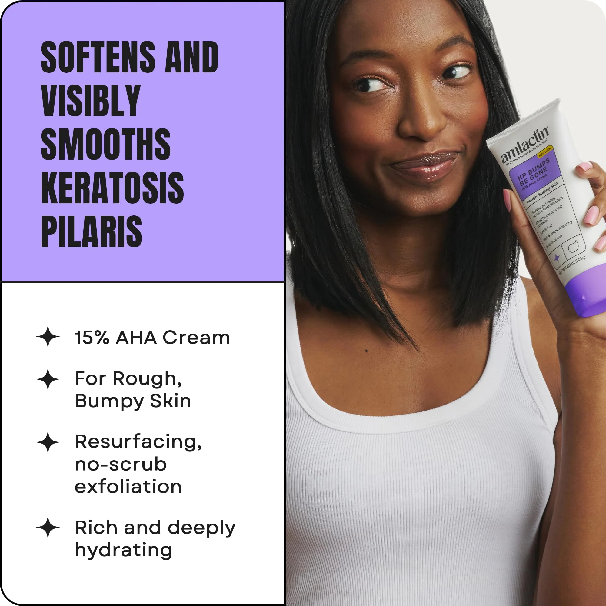 AmLactin KP Bumps Be Gone - Therapeutic Body Cream for Keratosis Pilaris - No-Scrub Exfoliator and Body Moisturizer for Dry Skin with 15% Lactic Acid AHA, 3 oz (Packaging May Vary) - Image 2