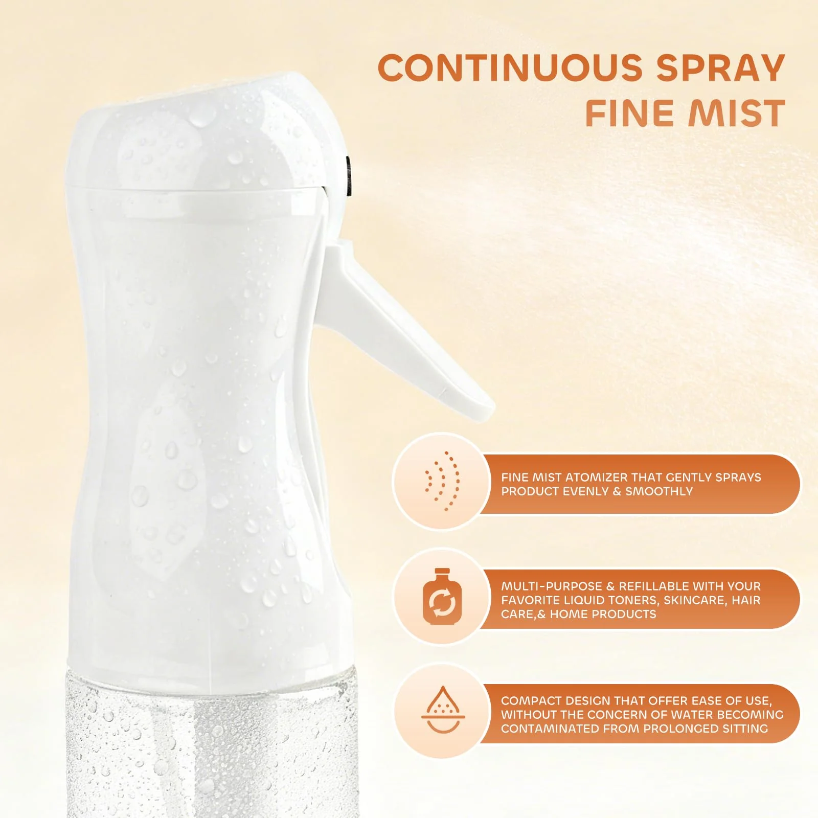 AMOMELA 2Pcs Continuous Spray Bottle For Hair,Ultra Fine Refillable Water Mister for Hair Styling, Plants, Cleaning, Salon, Misting & Skin Care（200ml/6.8oz Clear） (200ML 2PACK) - Image 2