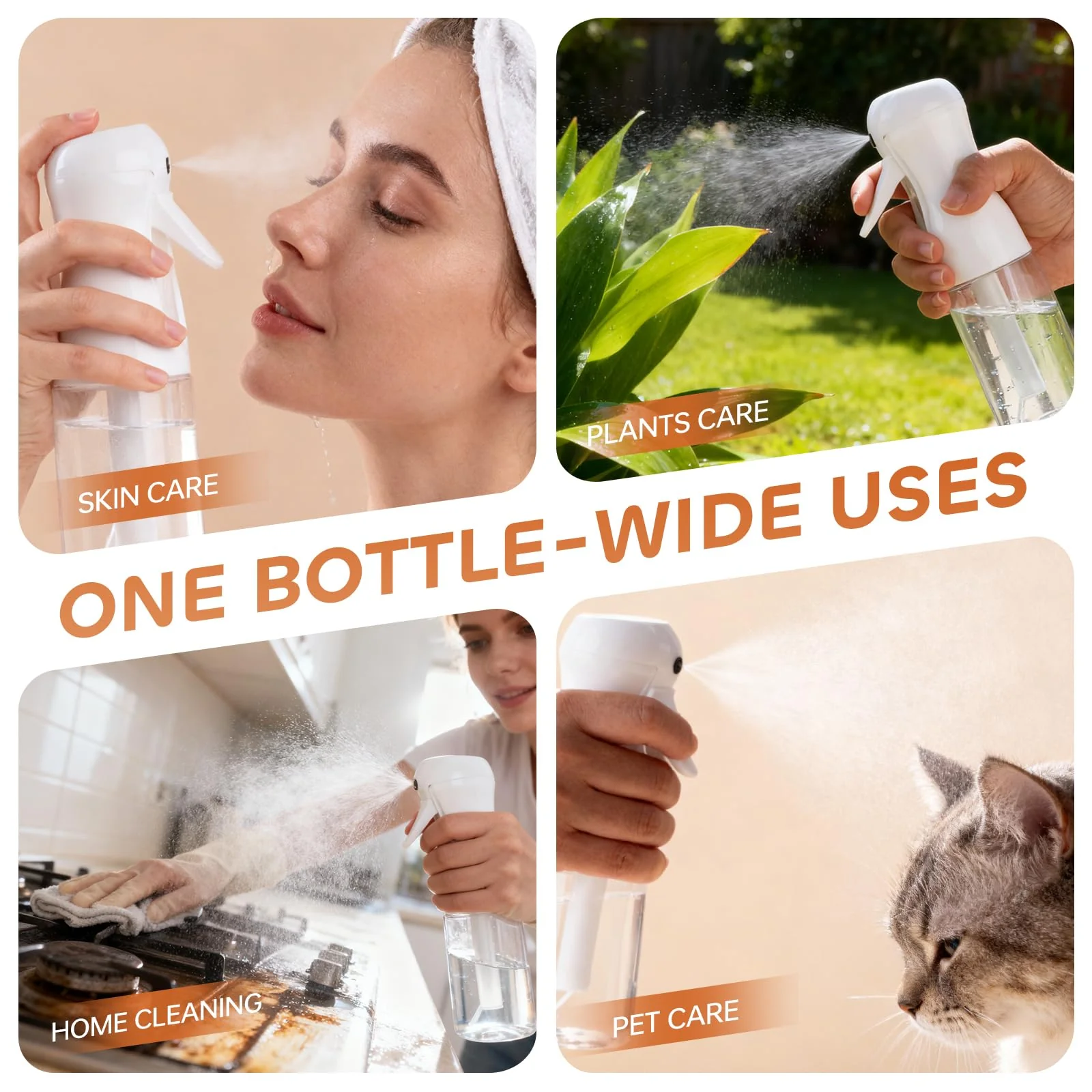 AMOMELA 2Pcs Continuous Spray Bottle For Hair,Ultra Fine Refillable Water Mister for Hair Styling, Plants, Cleaning, Salon, Misting & Skin Care（200ml/6.8oz Clear） (200ML 2PACK) - Image 5