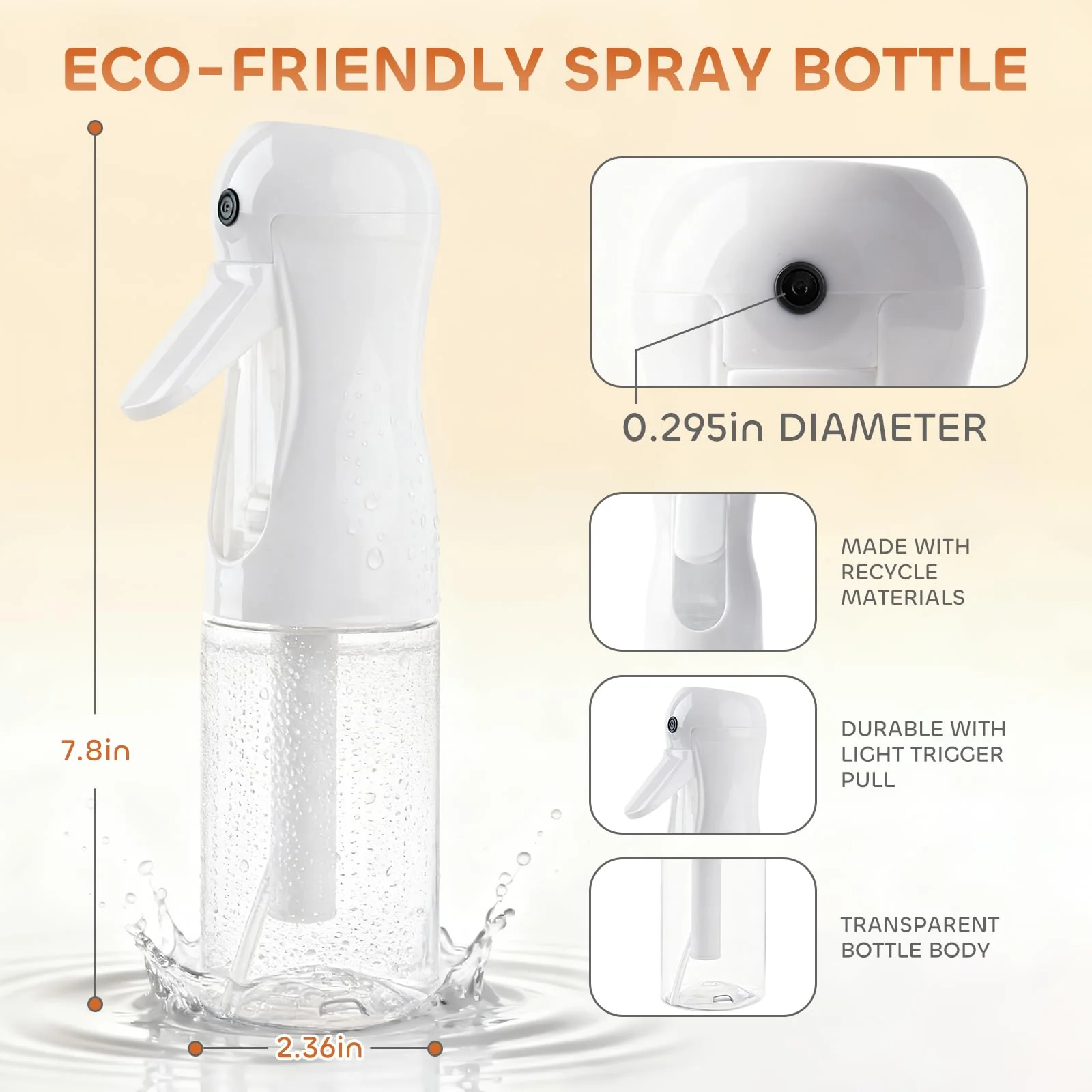 AMOMELA 2Pcs Continuous Spray Bottle For Hair,Ultra Fine Refillable Water Mister for Hair Styling, Plants, Cleaning, Salon, Misting & Skin Care（200ml/6.8oz Clear） (200ML 2PACK) - Image 6
