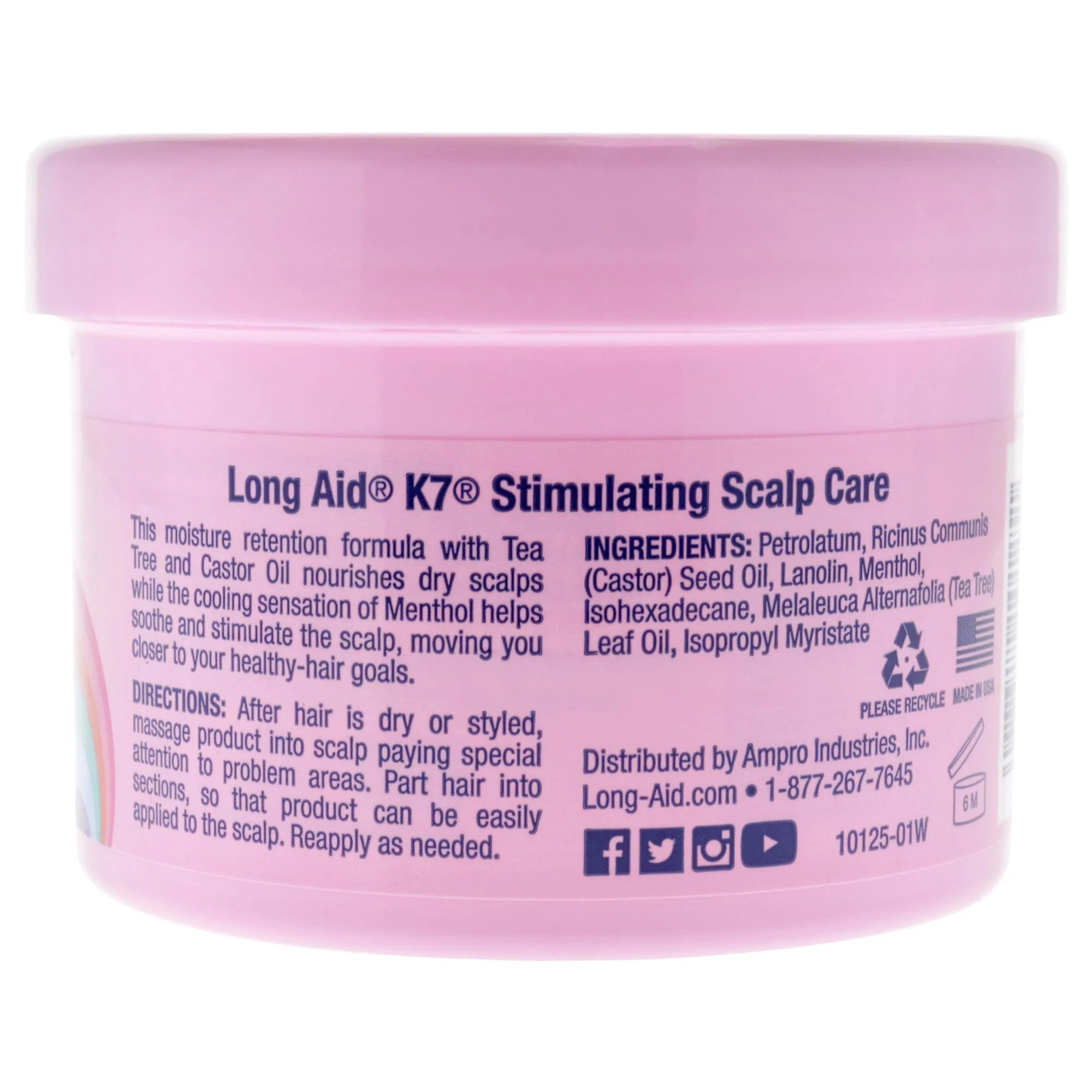 AmPro Long-Aid K7 Stimulating Scalp Care Conditioner - Tea Tree and Castor Oil Nourishes Dry Scalps - Cooling Sensation of Menthol Helps Soothe and Energize - Free of Alcohol and Dyes - 8 oz - Image 3