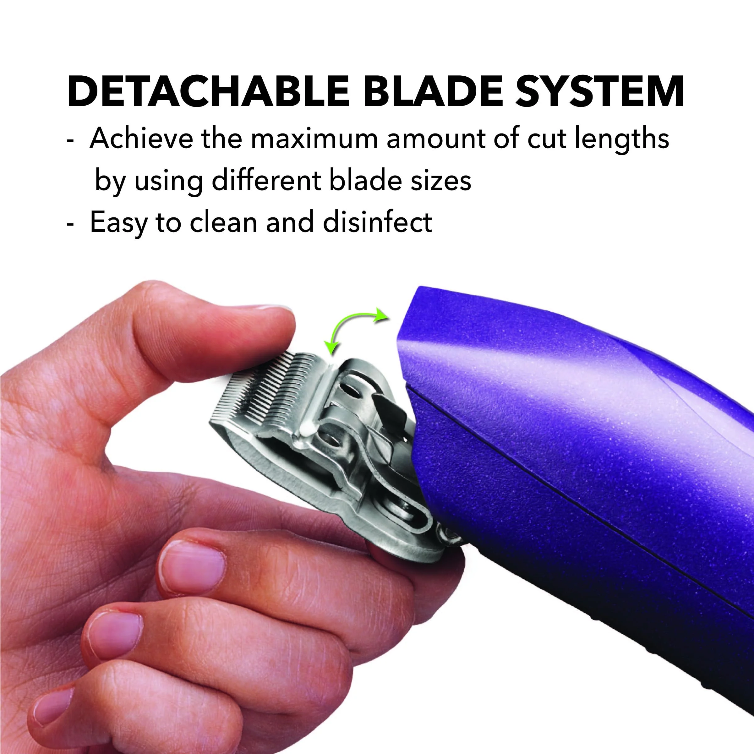 Andis 24820 EasyClip Professional-Animal 7-Piece Detachable Ceramic Blade Clipper Kit, Frustration Free Packaging, Purple - Image 7