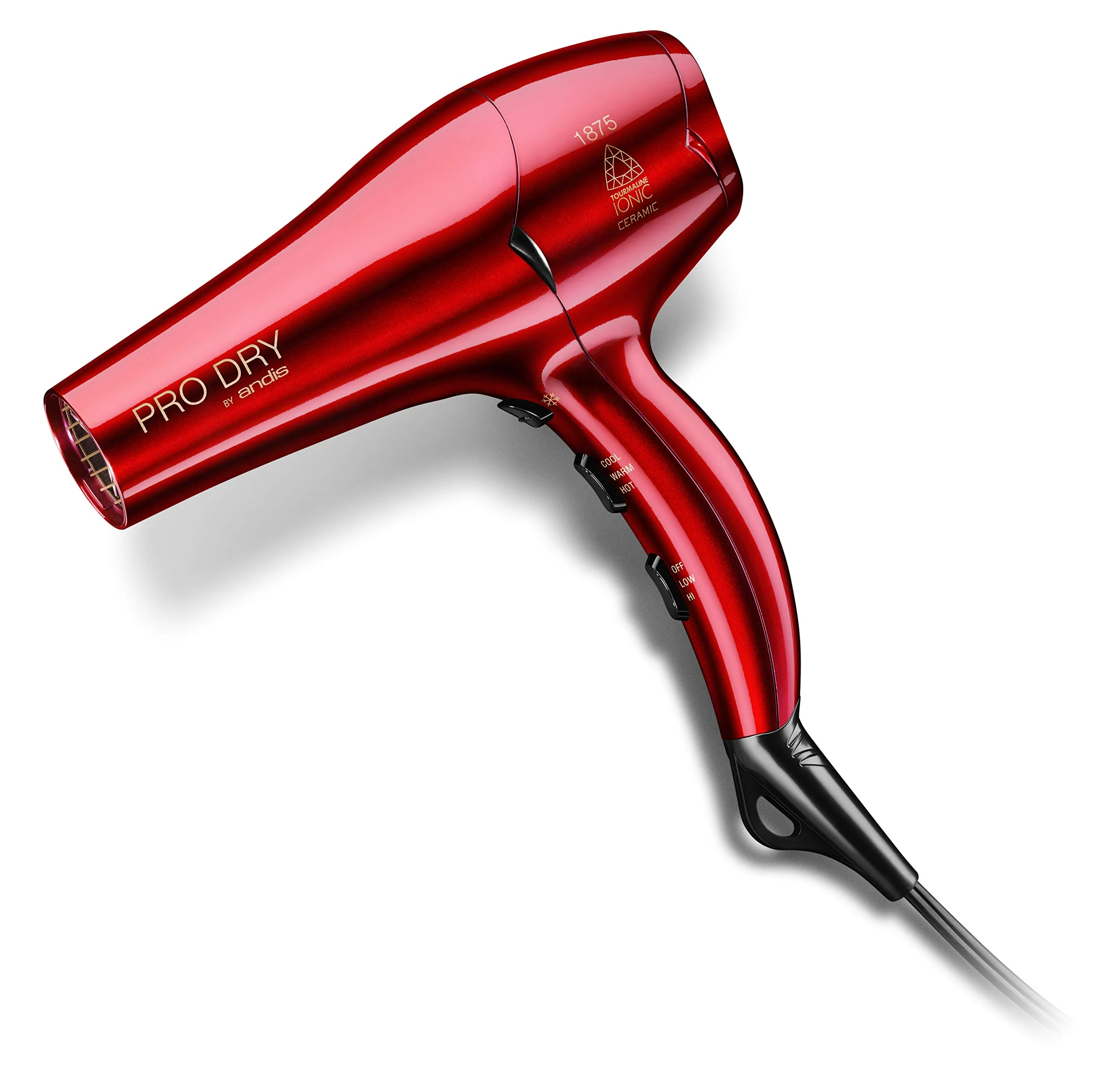 Andis 30245 1875W Tourmaline Ceramic Ionic Pro Dry Professional Hair Dryer with 3 Heat Settings/2 Speed Settings- Red - Image 2
