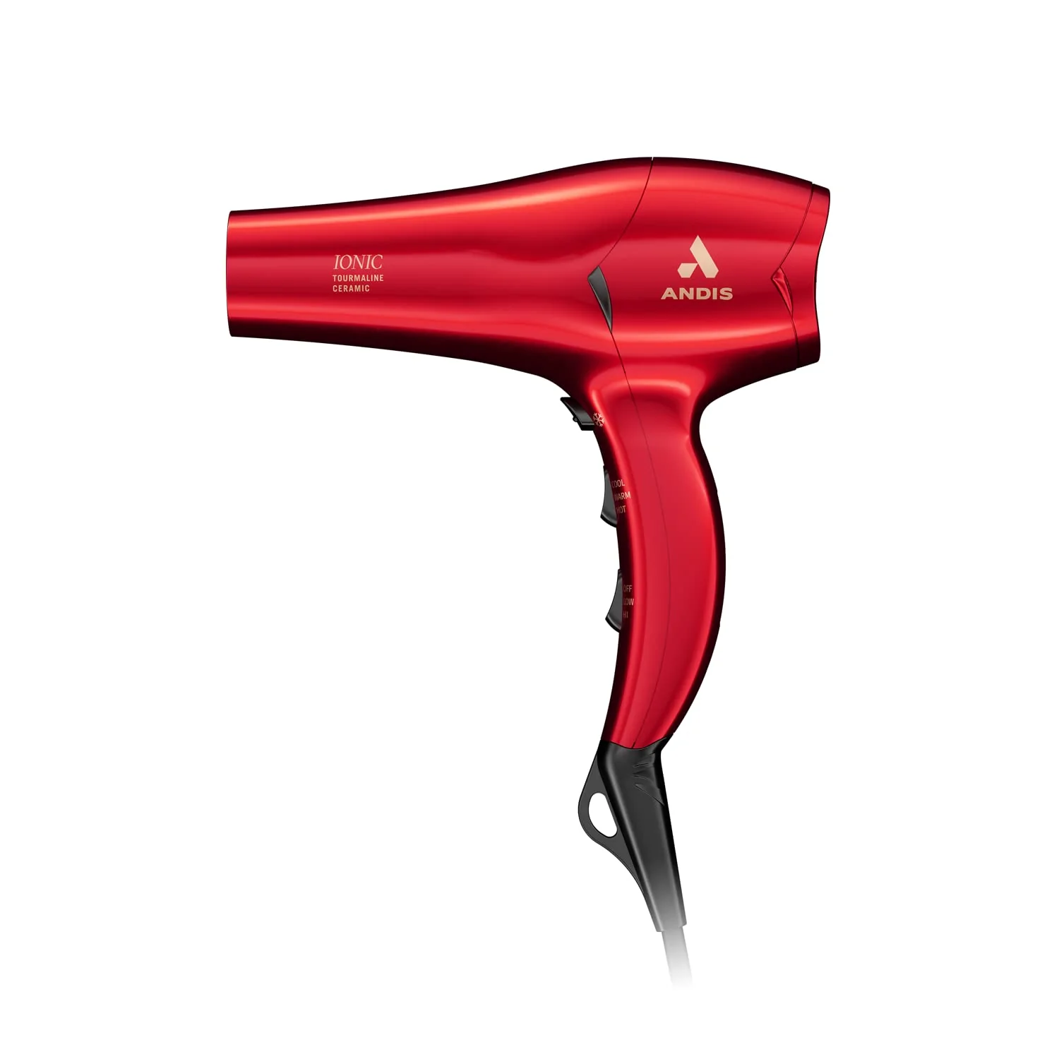 Andis 30290 1875-Watt Tourmaline Ceramic Ionic Pro Dry Professional Hair Dryer, 3 Heat Settings & 2 Speed Settings, 2 Dryer Attachments, Lightweight, Fast Dry & Low Noise, Soft Grip, Red - Image 6