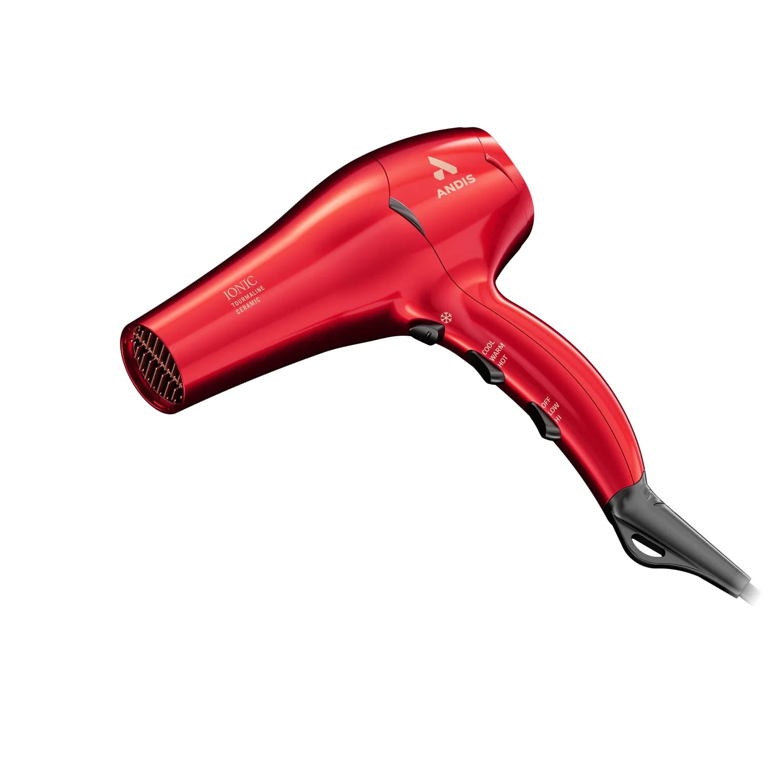Andis 30290 1875-Watt Tourmaline Ceramic Ionic Pro Dry Professional Hair Dryer, 3 Heat Settings & 2 Speed Settings, 2 Dryer Attachments, Lightweight, Fast Dry & Low Noise, Soft Grip, Red - Image 7
