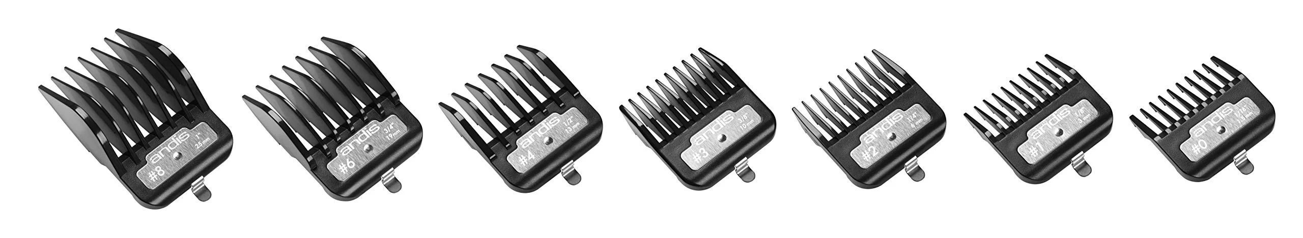 Andis 33640 BG-Series Premium Metal Clip Comb Set - Provides Sharp Cutting Blades with Long-Lasting Performance, Available in 7 Different Sizes – Black - Image 2