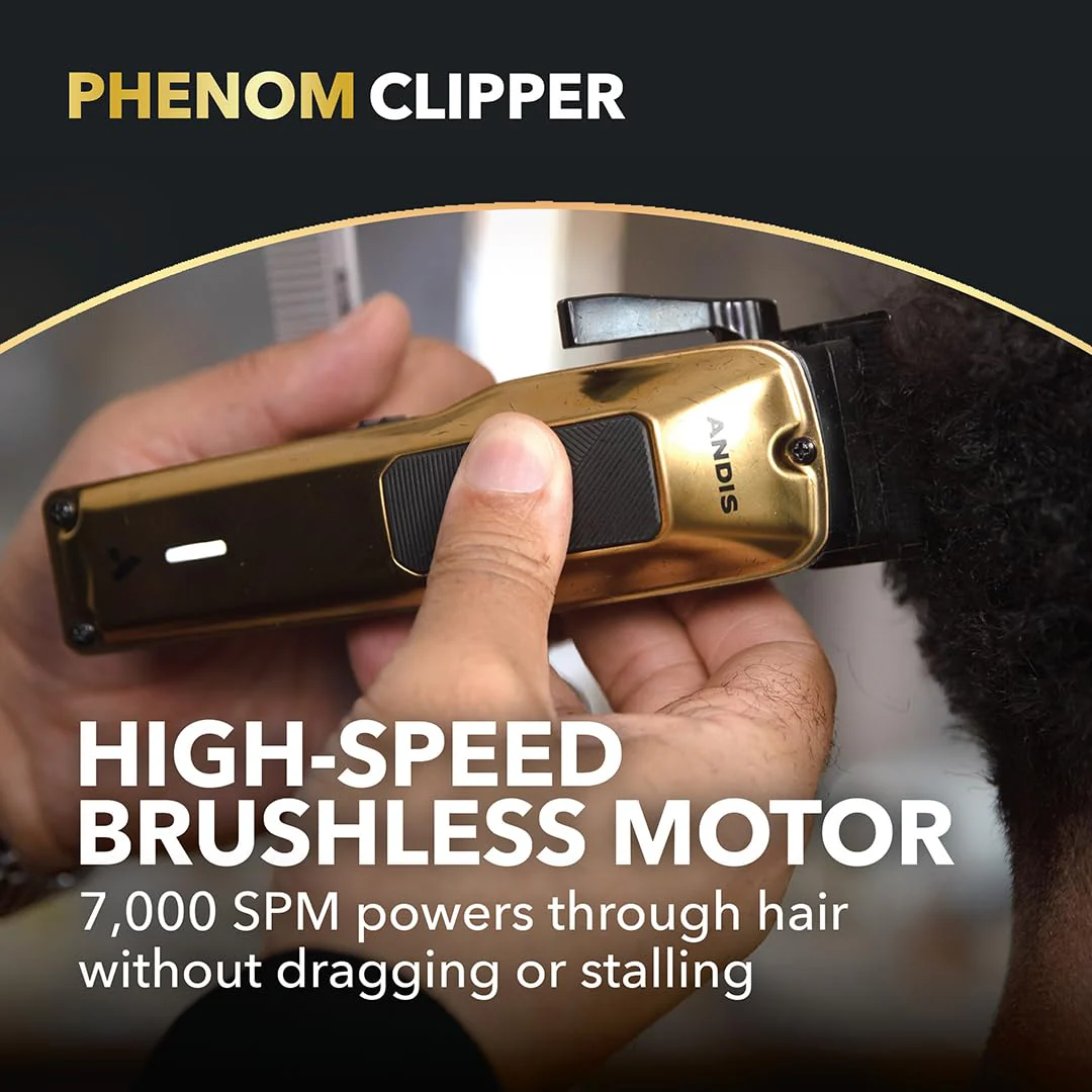 Andis 562312 Phenom Professional Corded/Cordless Hair Clipper, Adjustable Phaze Blade, Close Cutting, Gold - Image 6