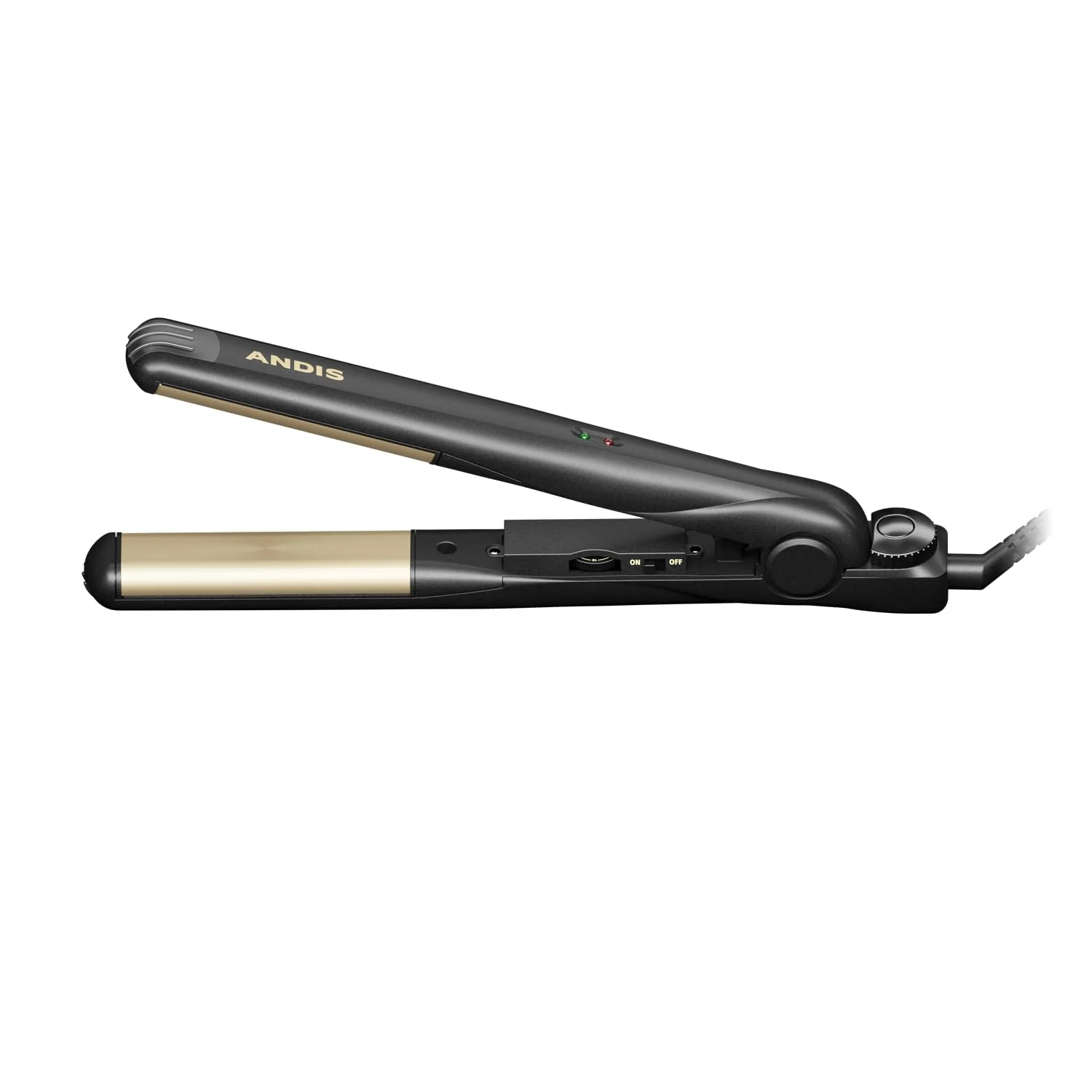 Andis 67695 Professional Curved Edge, 1-inch 450ºF High Heat Tourmaline Nano-Ceramic Hair Flat Iron with Dual Voltage and Auto Shut-Off - Frizz-Free Ceramic Hair Straightener - Black/Gold - Image 6