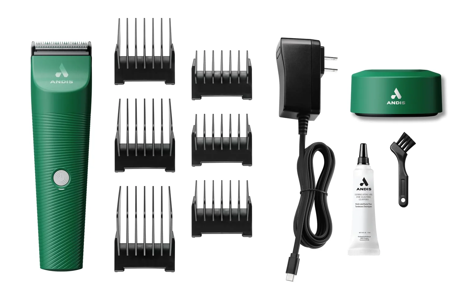 Andis 79085 Vida 5-in-1 Cordless Adjustable Blade Pet Hair Clipper, 11-Piece Kit, Non-Slip Design, Slim Profile, Versitile Fit, Grooming, Green - Image 5