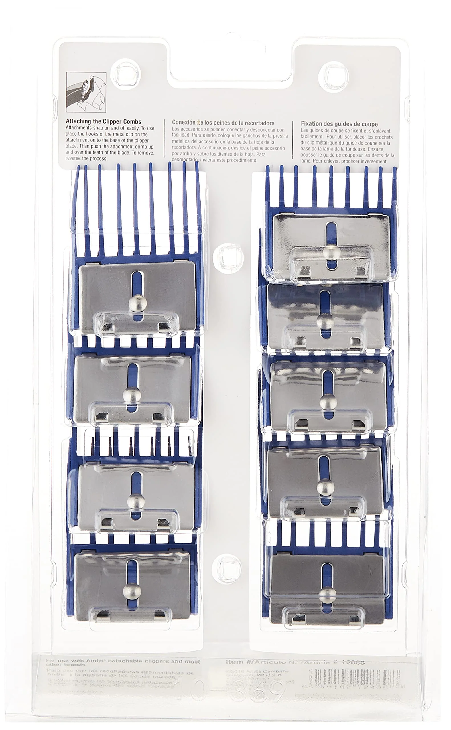 Andis Clipper Combs for Small Pets, Blue, (Pack of 9) (12860) - Image 2