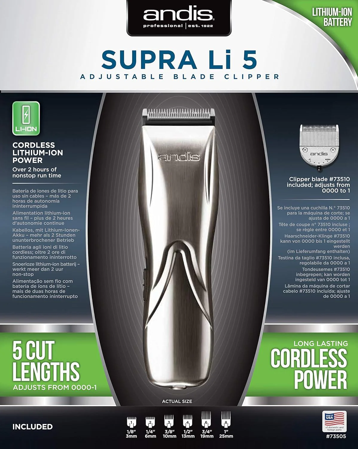 Andis Supra Li 5 Adjustable Blade Clipper - Image 3