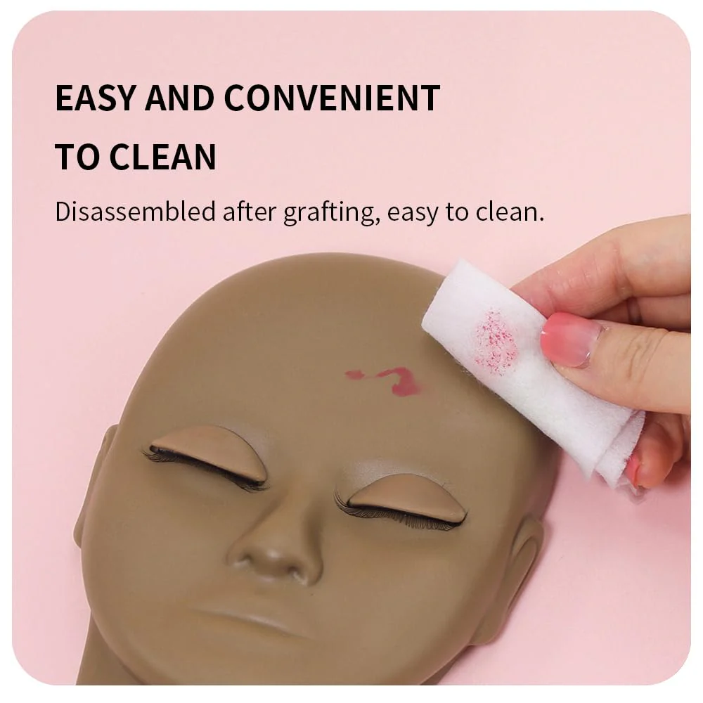 ANNAFRIS Lash Mannequin Head, Eyelash Extension Mannequin Head with Replaceable Eyelids, Premium Silicone Material, Skin Color - Image 3