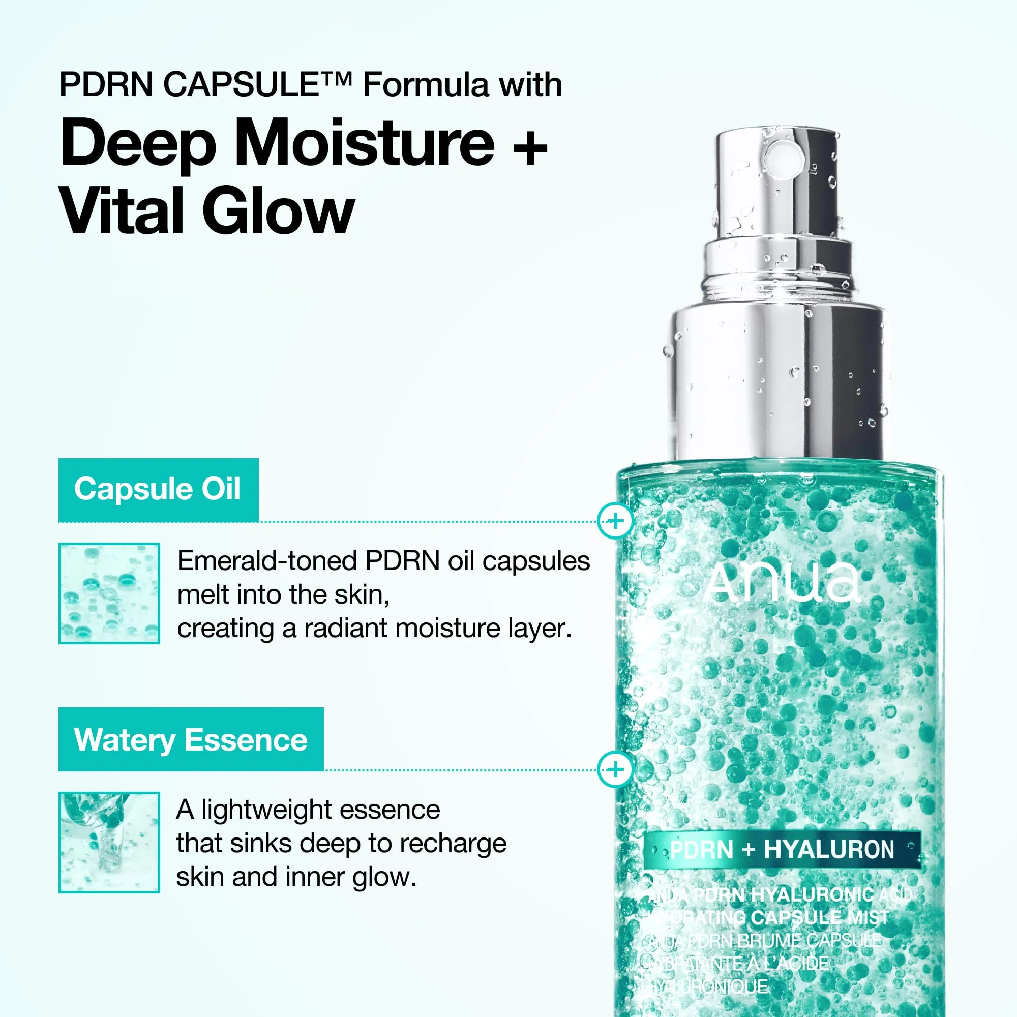 ANUA PDRN Collagen Glow Facial Serum Spray, Hydrating Face Mist, Hyaluronic Acid, dewy glass finish, All Skin Types, Instant Plumping Hydration, Firming Care, Korean Skincare, 3.38 fl oz - Image 7