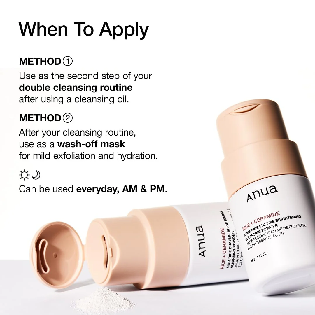 ANUA Rice Enzyme Brightening Cleansing Powder, Exfoliating Powder-to-Foam Cleanser, Smooth Texture & Clarity, Hydrating & Gentle Formula, Korean Skincare,1.41 fl.oz - Image 7