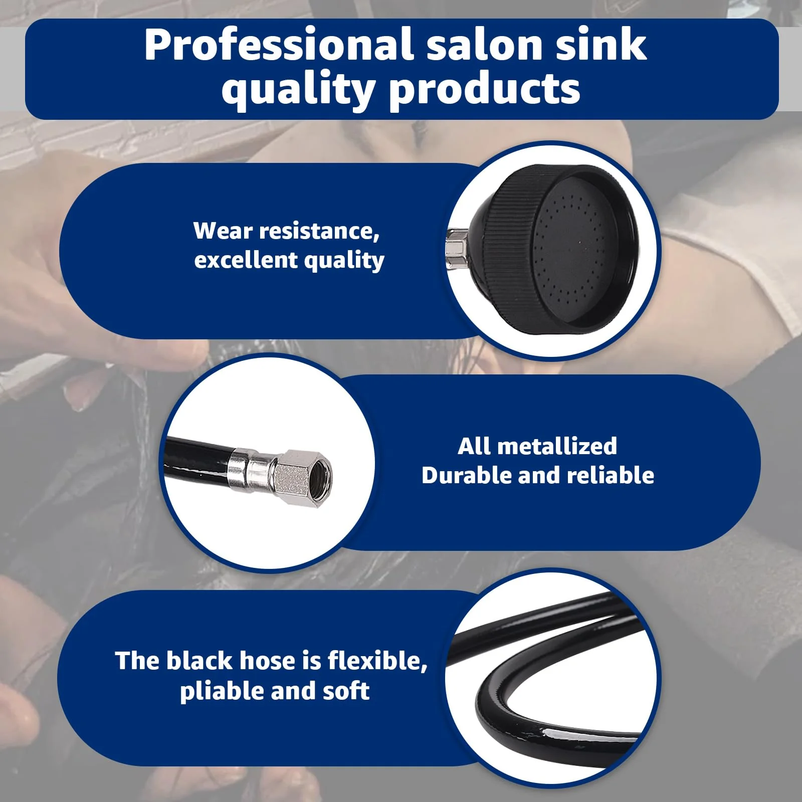 Aomitop Shampoo Bowl Sink Hose with Sprayer,Salon Spray Head Attachment for Shampoo Bowl Faucet Vacuum Breaker, Salons Sink, Barber Shop, Spa, 1/4" Thread, 46" Long - Image 4