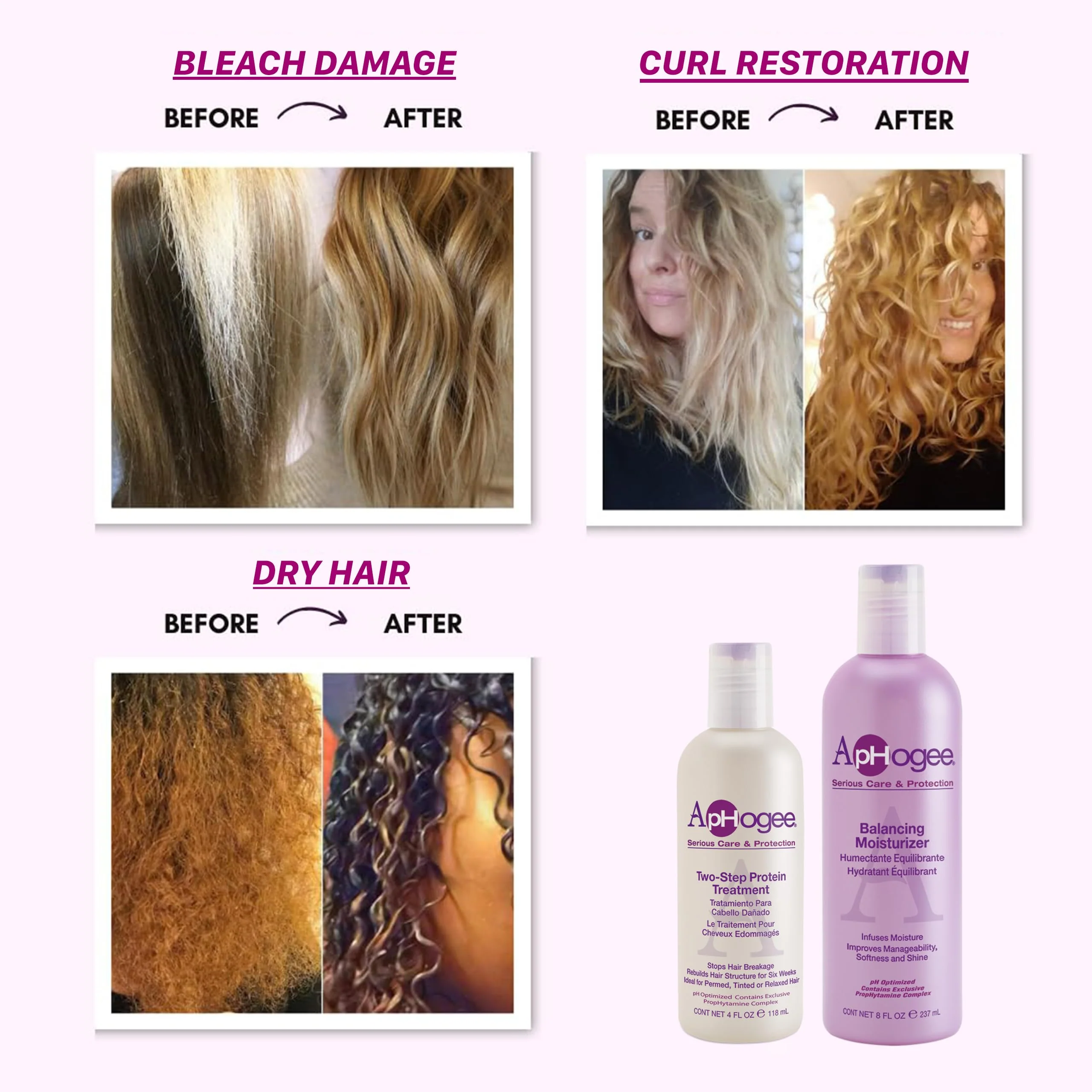 Aphogee Hair Care Double Bundle – Two-Step Protein Treatment (4 fl oz) & Balancing Moisturizer (8 fl oz) - Image 4