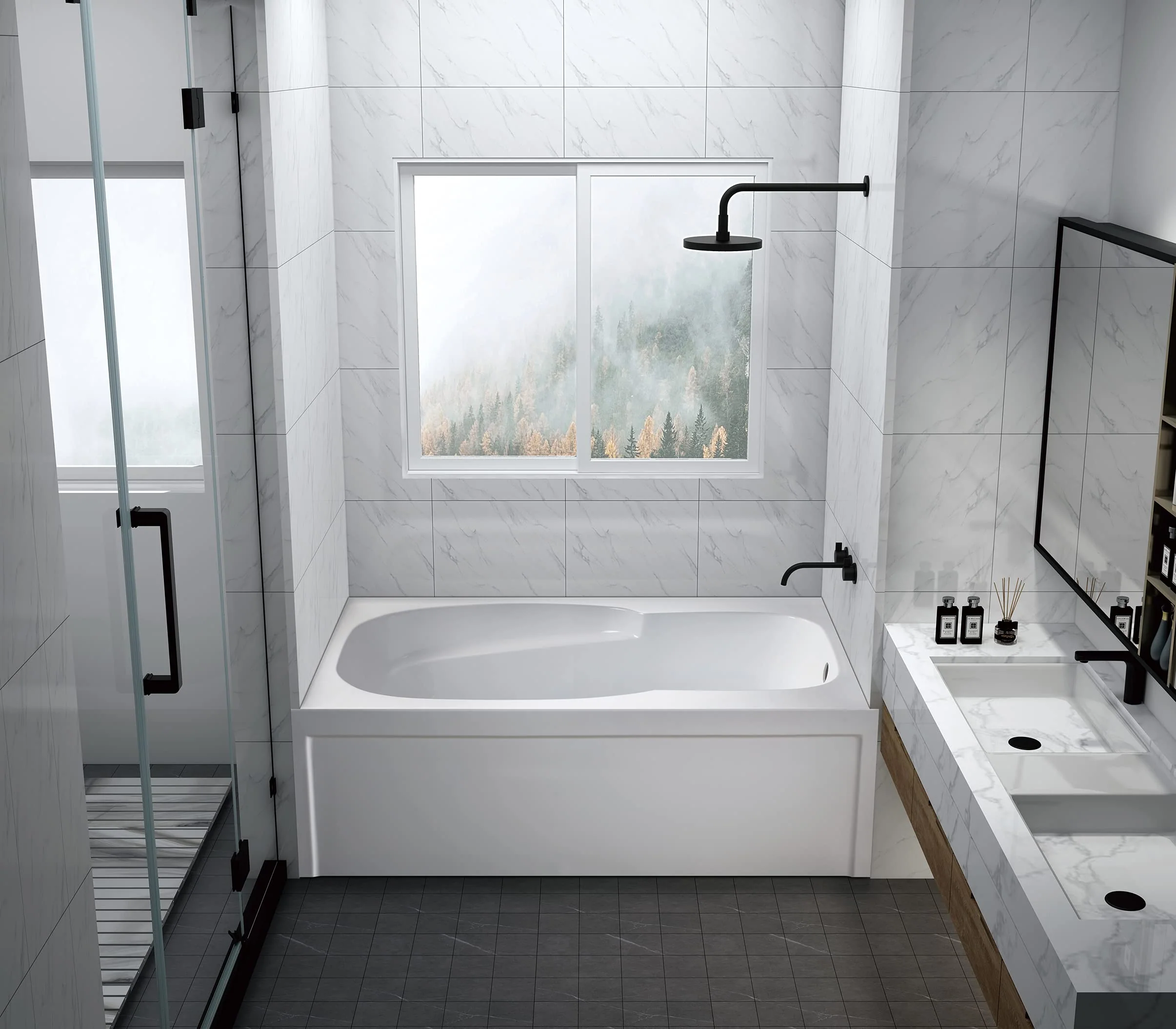 Aqua Eden VTAM6031R21A 60-Inch Anti-Skid Acrylic 3-Wall Alcove Tub with Right Hand Drain Hole, White - Image 3