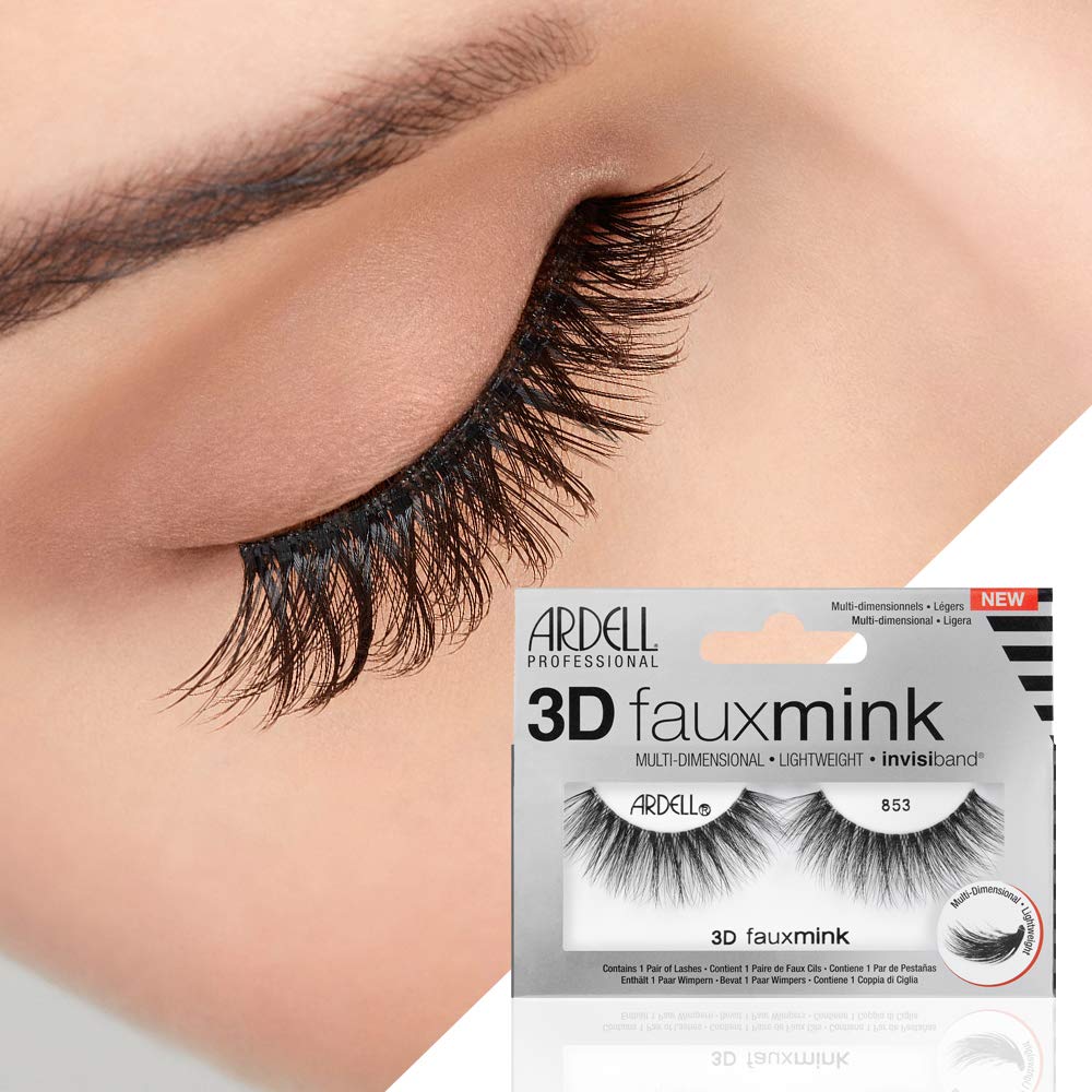 Ardell 3D False Eyelashes Faux Mink Lashes 853 - Fluffy Volume Strip Wispy Lashes with Invisiband, 4 Pairs - Image 4
