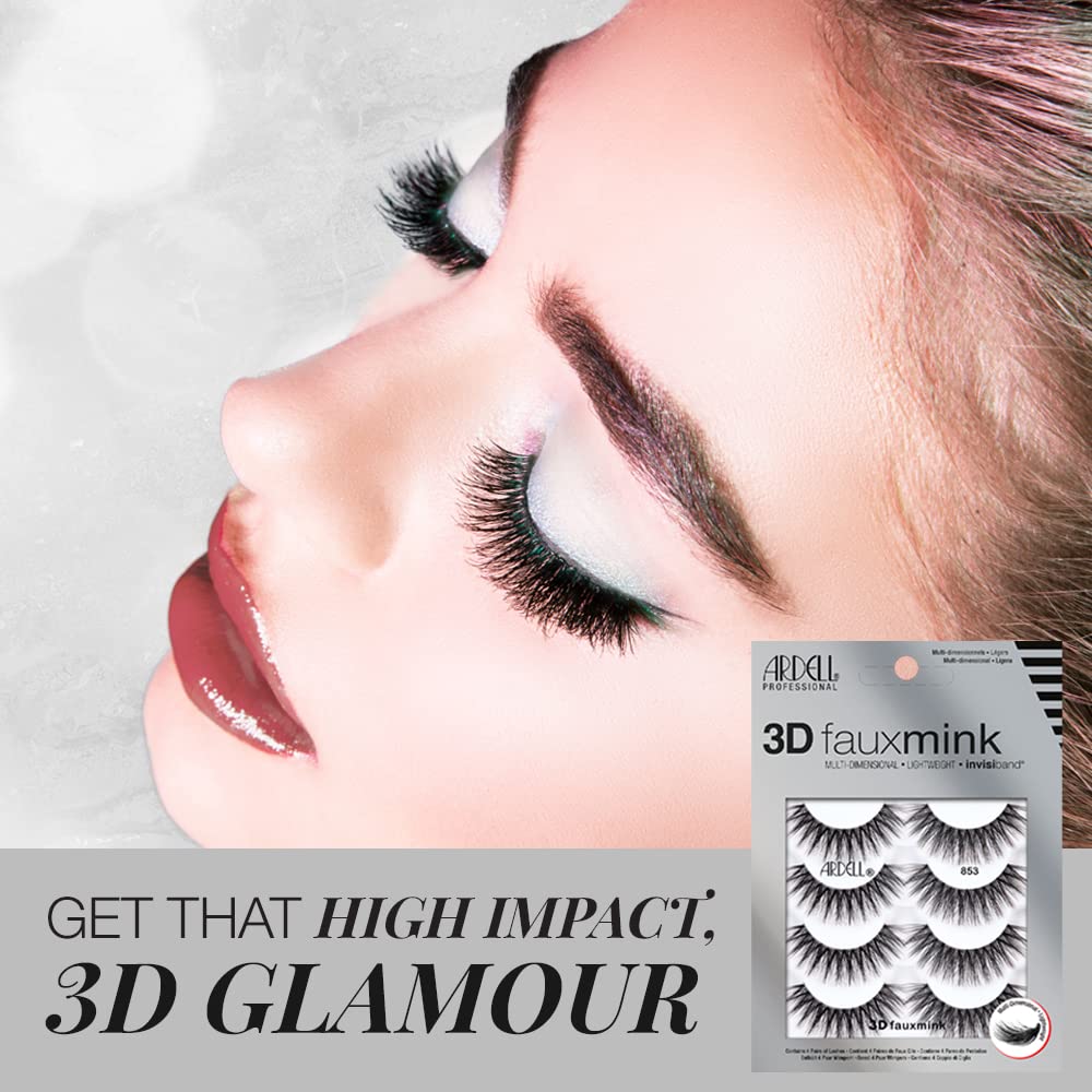 Ardell 3D Faux Mink Lashes 853 - Reusable Wispies Eyelashes with Invisiband for Seamless Volume, 4 Pairs - Image 3