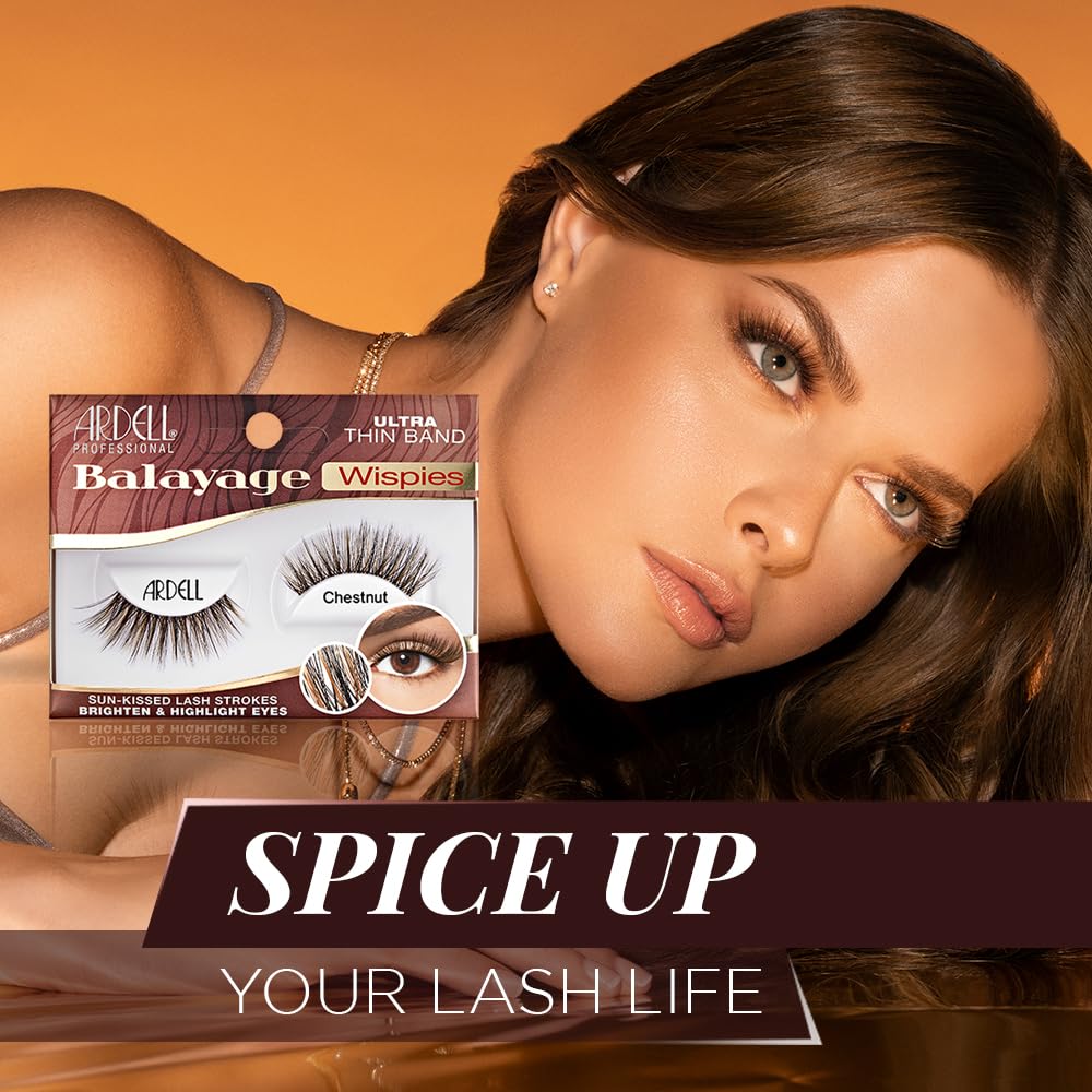 Ardell Balayage Wispies False Eyelashes - Chestnut, Ultra Thin Band, Natural Wispy Lashes, 4 Pack - Image 3
