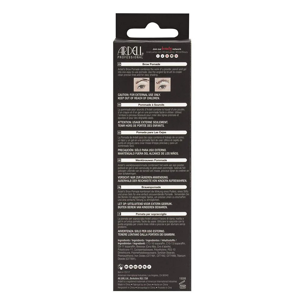 Ardell Brow Pomade - Medium Brown, Smudge-Proof Long-Lasting Eyebrow Makeup, with Dual-Ended Precision Brush and Spoolie for Defined and Natural Brows, 1 Pack - Image 2