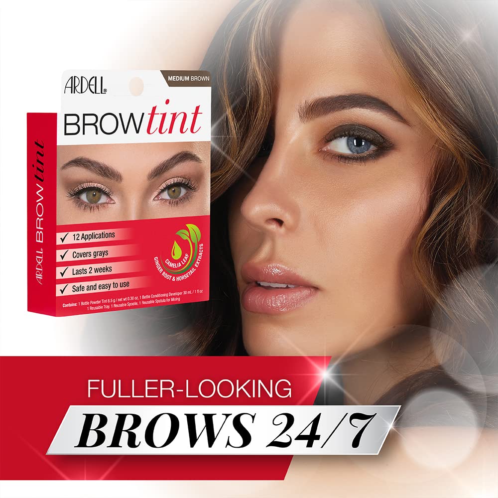 Ardell Brow Tint Kit Medium Brown – Eyebrow Dye Kit, Long-Lasting Brow Color with Natural Extracts, DIY Eyebrow Tint for Full Gray Coverage, 1 Pack - Image 3
