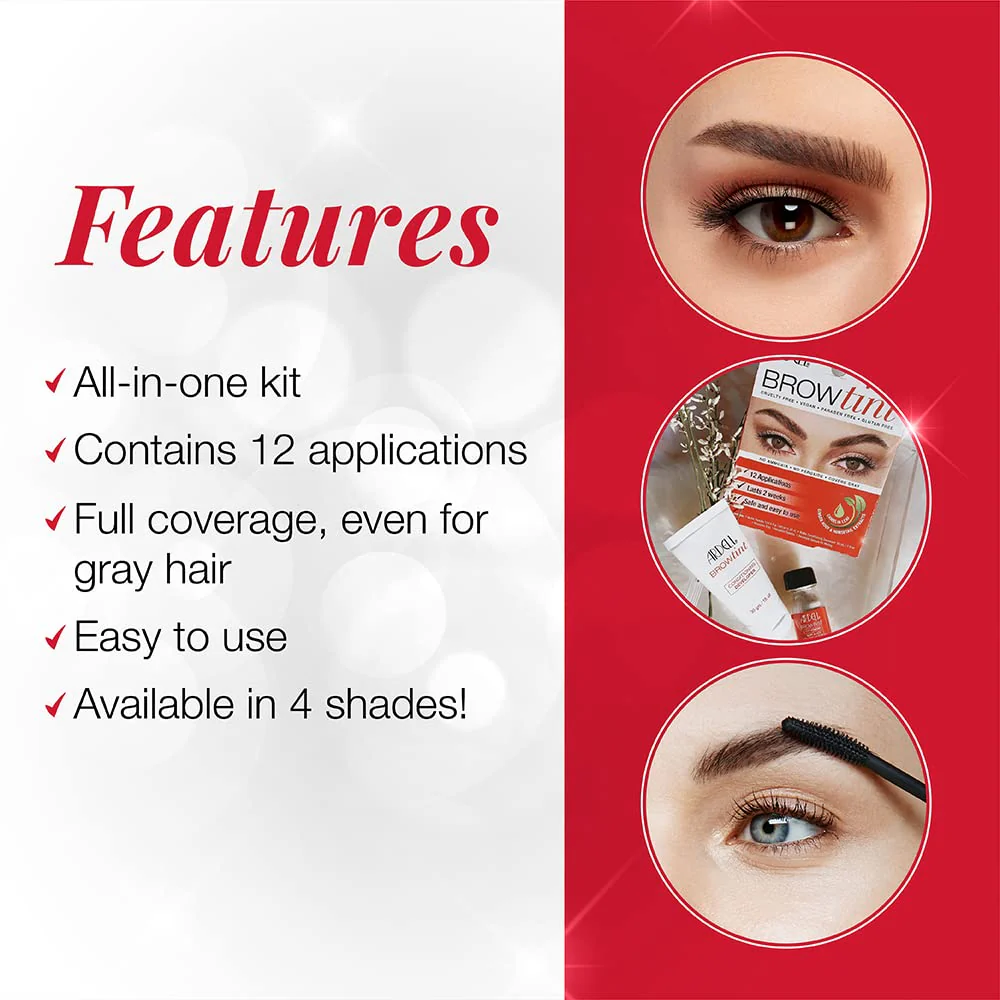 Ardell Brow Tint Kit Medium Brown – Eyebrow Dye Kit, Long-Lasting Brow Color with Natural Extracts, DIY Eyebrow Tint for Full Gray Coverage, 1 Pack - Image 4