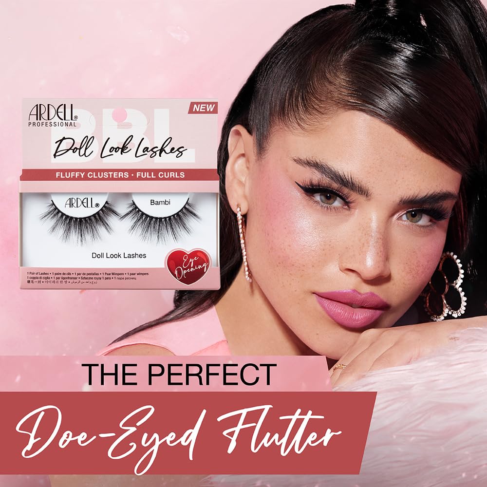 Ardell Doll Look Lashes Bambi – Fluffy Cluster Natural Look False Eyelashes, Full Curls for Big Eye Effect, Lightweight Reusable Wispy Lashes Strips, 4 Pack - Image 3
