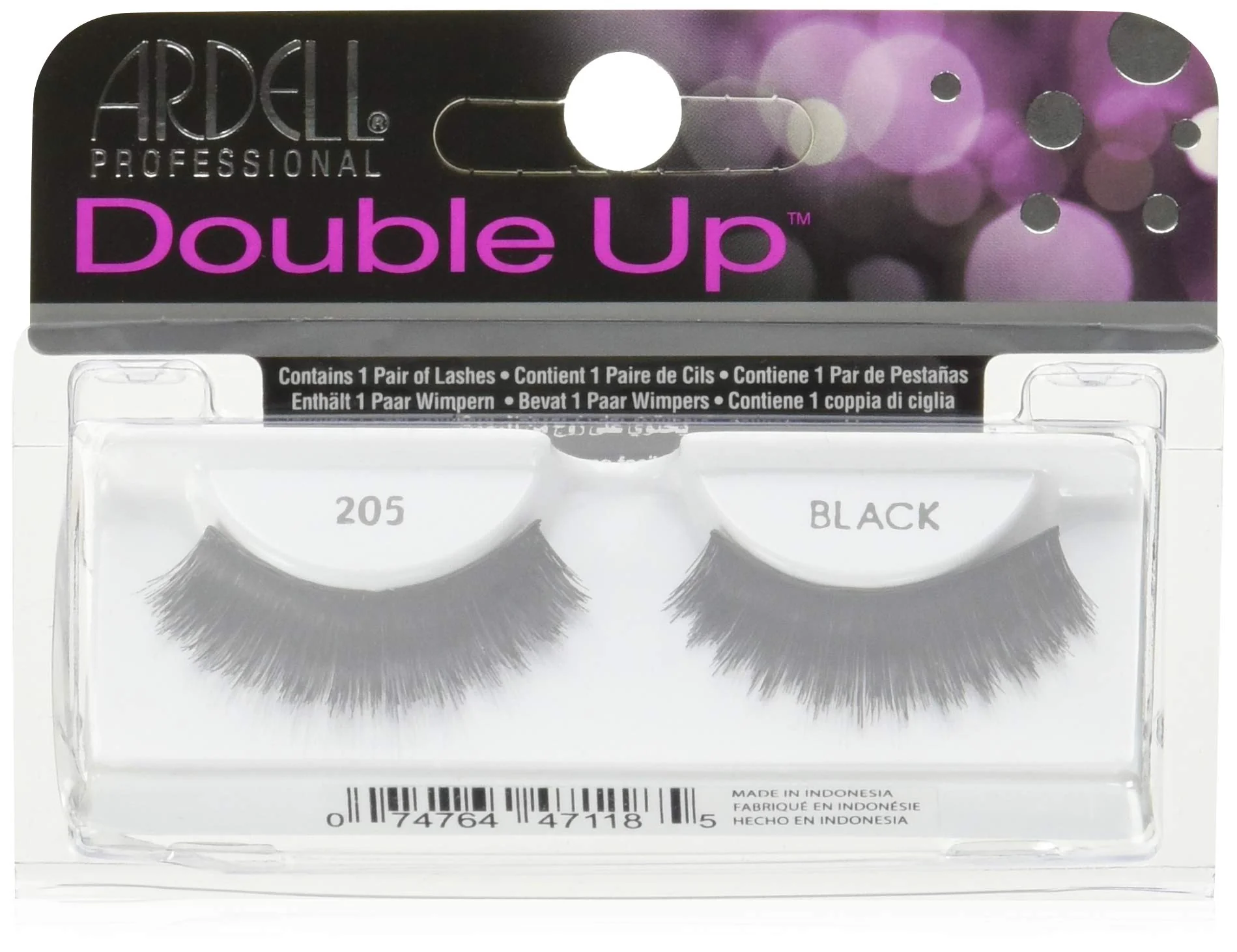 Ardell Double Up Lashes 205 Black – Dramatic Double Layered False Eyelashes, Full Volume Reusable Strip Lashes, 1 Pair