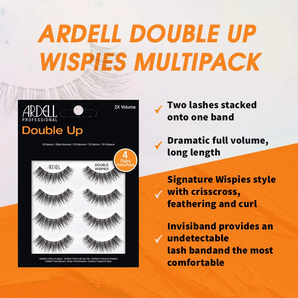 Ardell Double Up Wispies False Eyelashes - Double-Layered for Extra Volume & Dramatic Look, Natural Strip Wispy Lashes, 2 Pack - Image 3