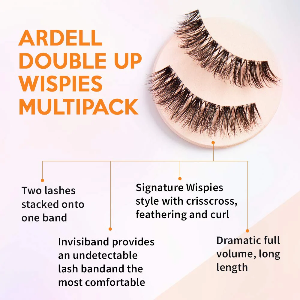 Ardell Double Up Wispies False Eyelashes - Double-Layered for Extra Volume & Dramatic Look, Natural Strip Wispy Lashes, 2 Pack - Image 4