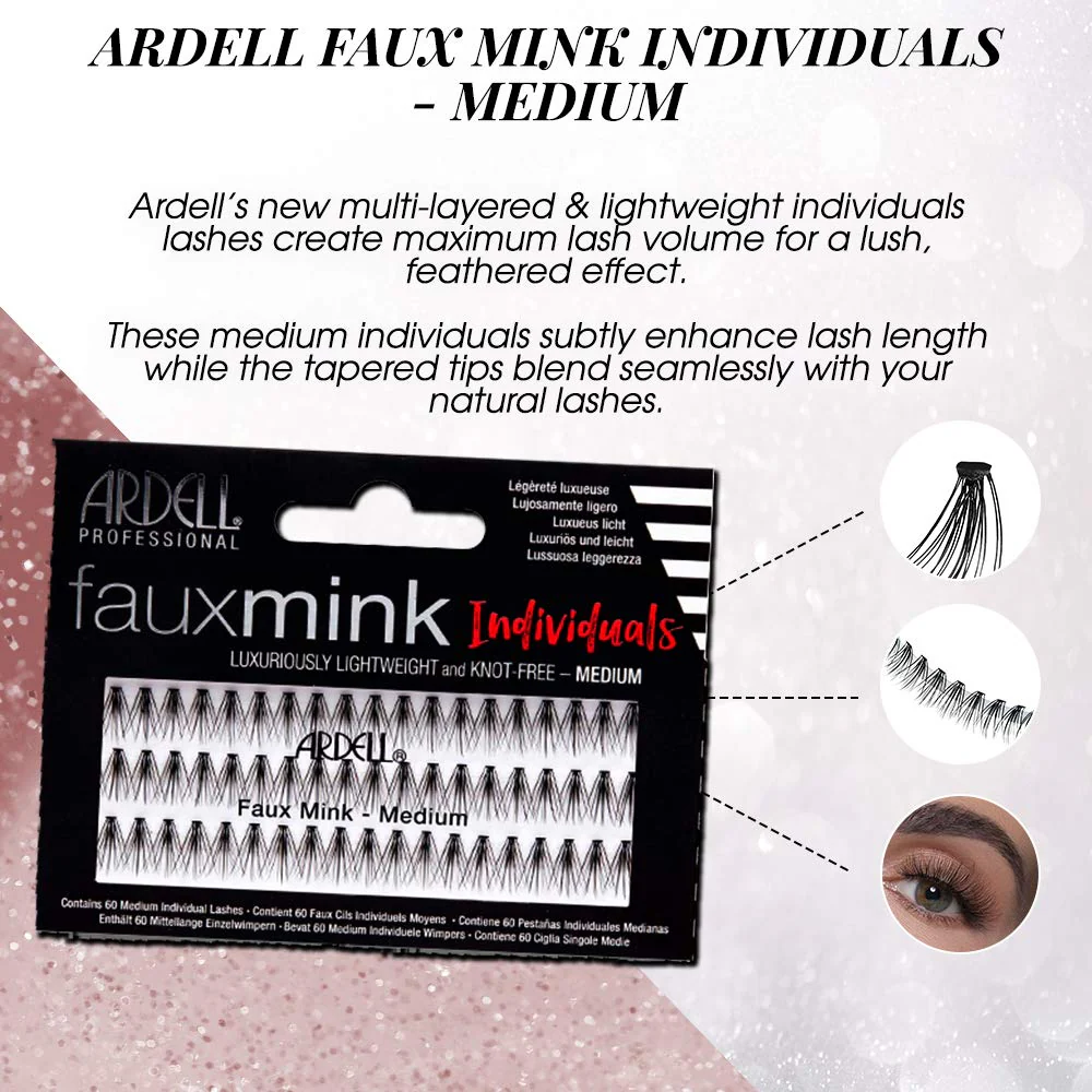Ardell False Eye Lashes Faux Mink Individuals Medium Black 4 Pack - Image 4
